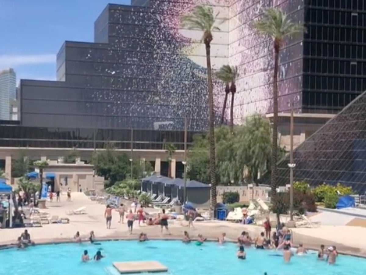 Dust devil causes chaos as it sends furniture flying at Las Vegas hotel pool