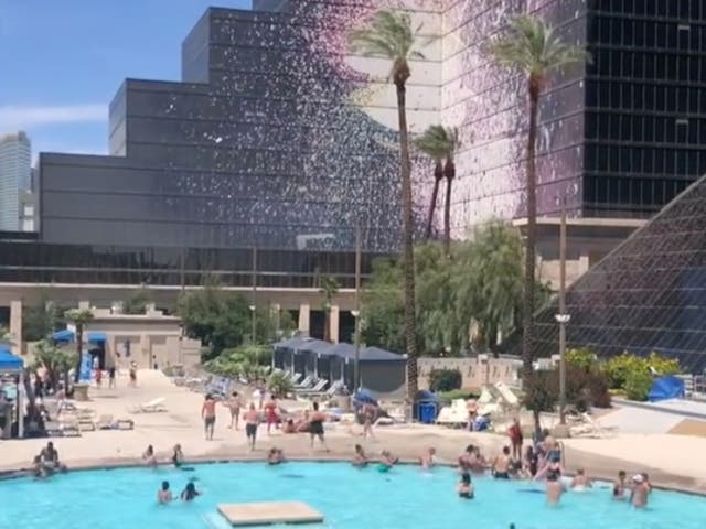 <p>People evacuated the pool at the Luxor after a dust devil hit</p>