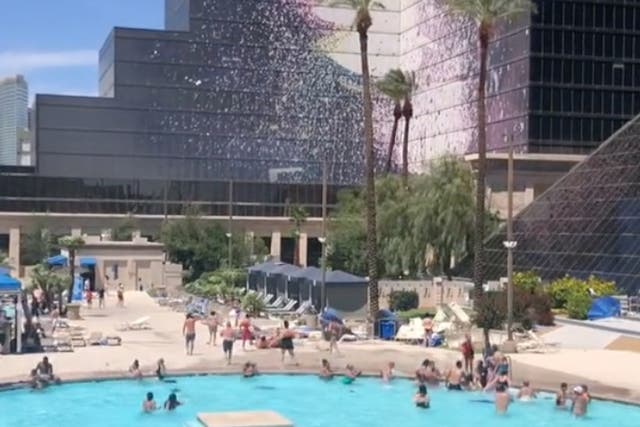 <p>People evacuated the pool at the Luxor after a dust devil hit</p>