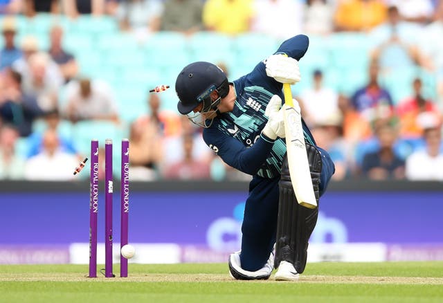 Jason Roy is bowled by Jasprit Bumrah as India skittle England for just 110 (Nigel French/PA)