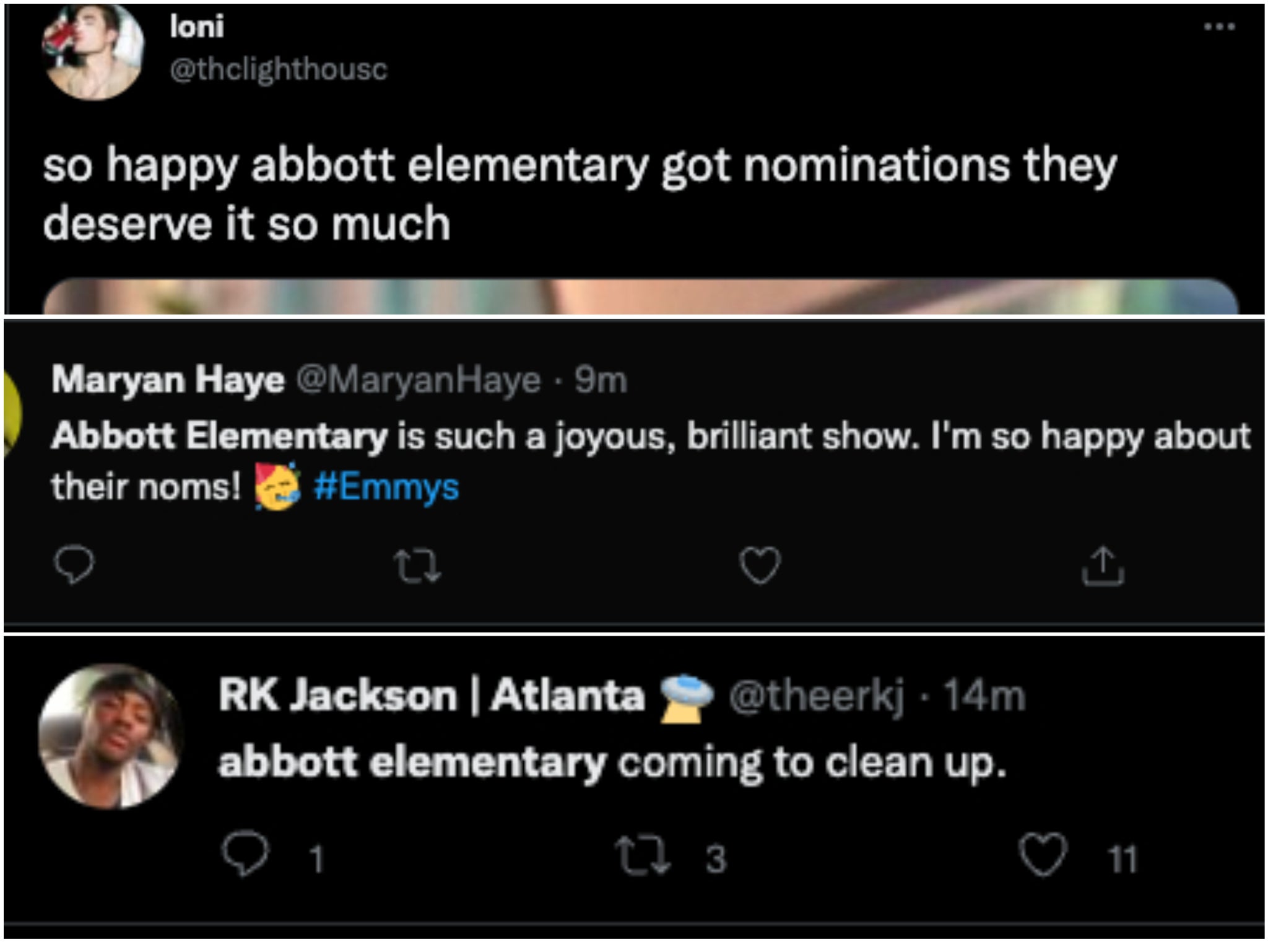 Abbott Elementary Twitter screenshots