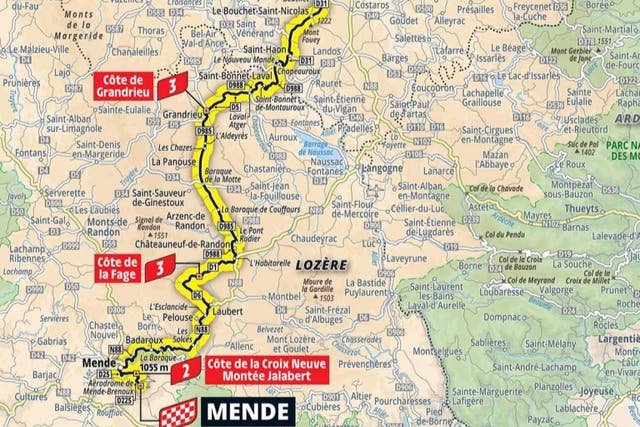 <p>Map of stage 14 of the Tour de France</p>