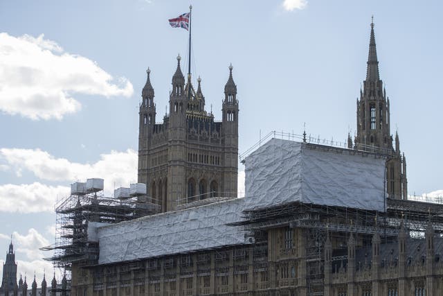 Scaffolding on the roof of the Palace of Westminster (PA)