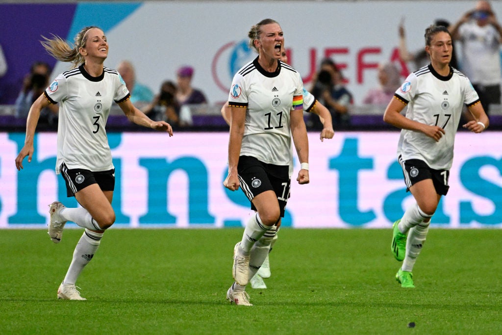 Popp celebrates adding Germany’s second before half time