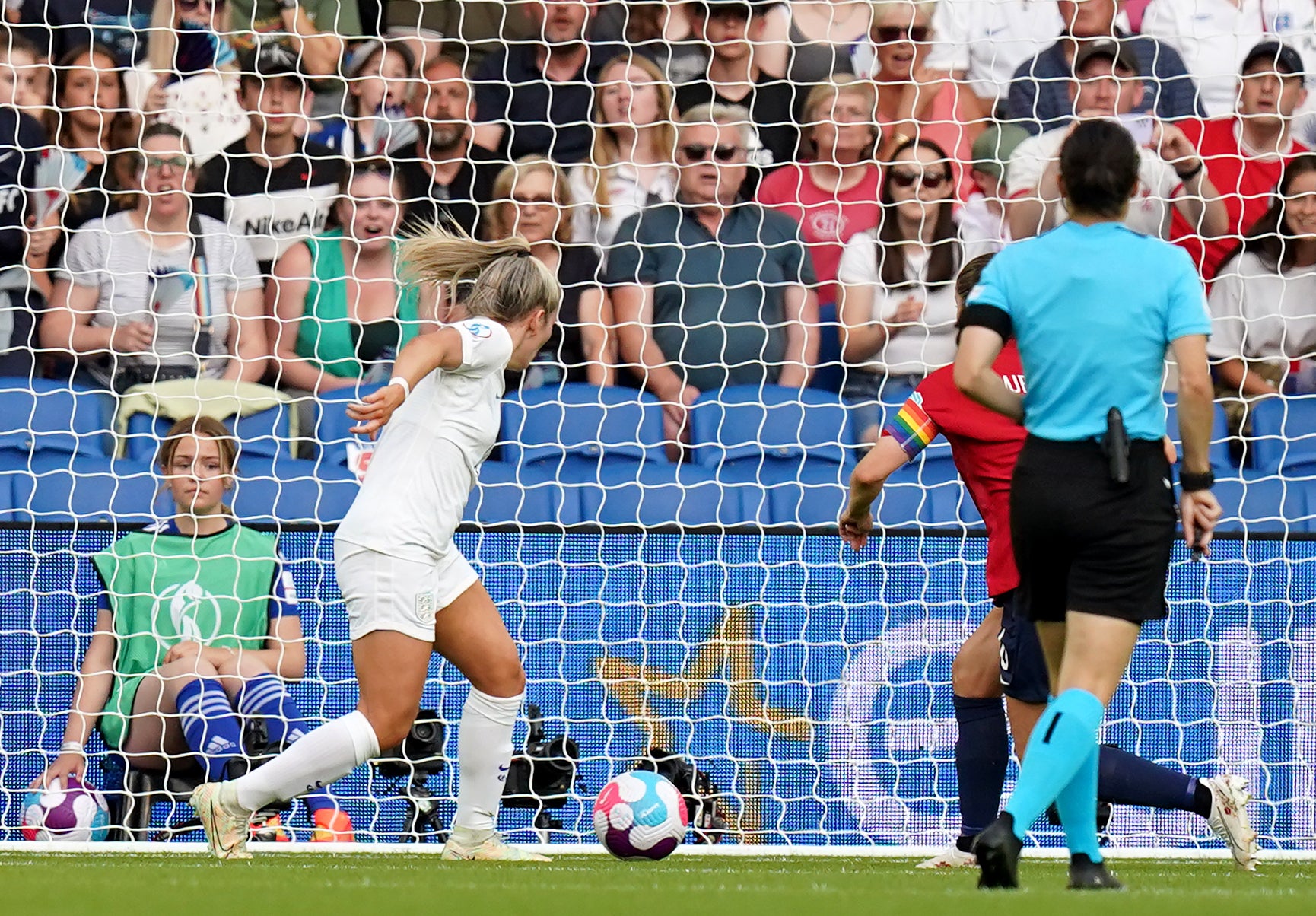 Lauren Hemp scores against Norway (Gareth Fuller/PA)