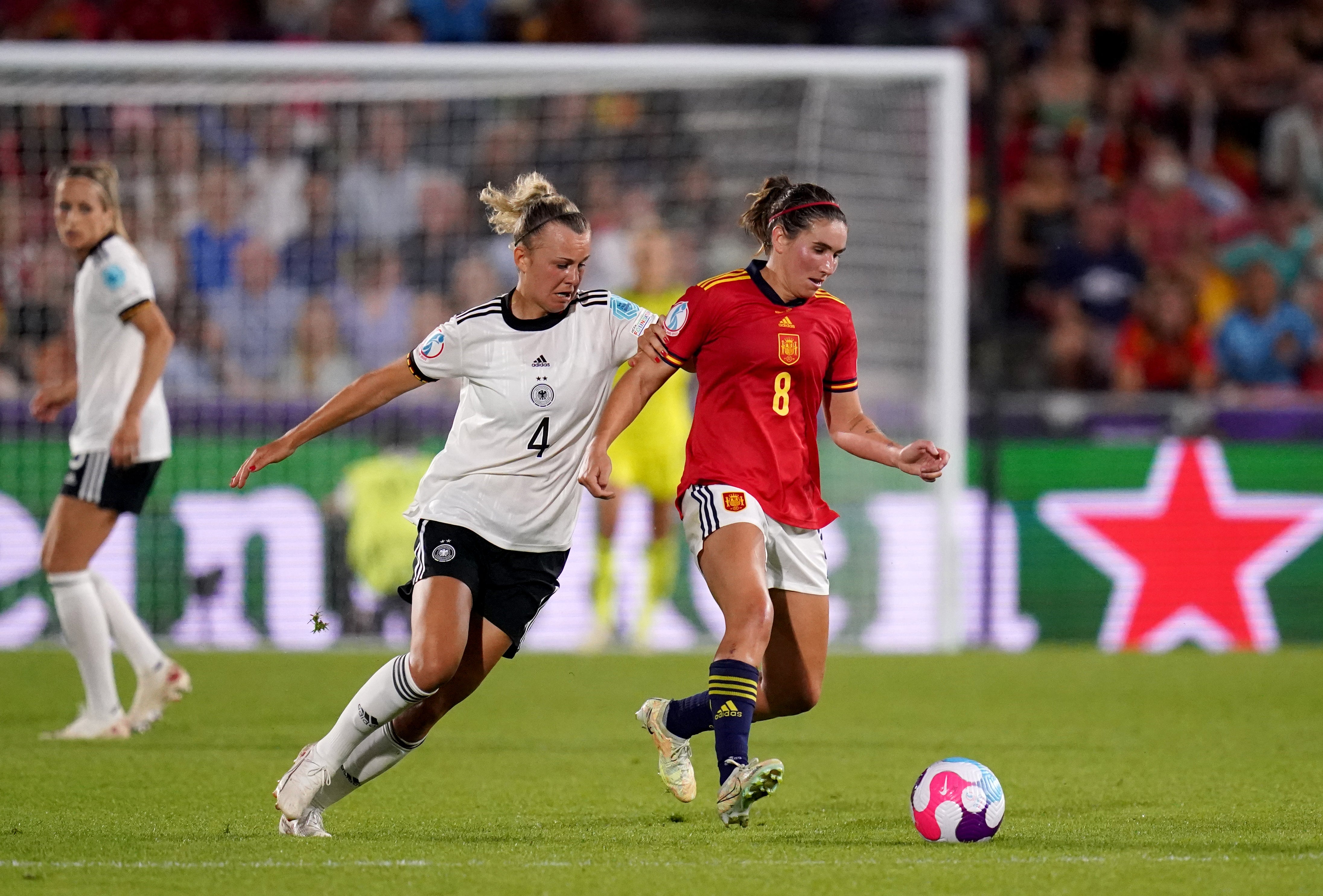 Mariona Caldentey, right, went close for Spain (John Walton/PA)