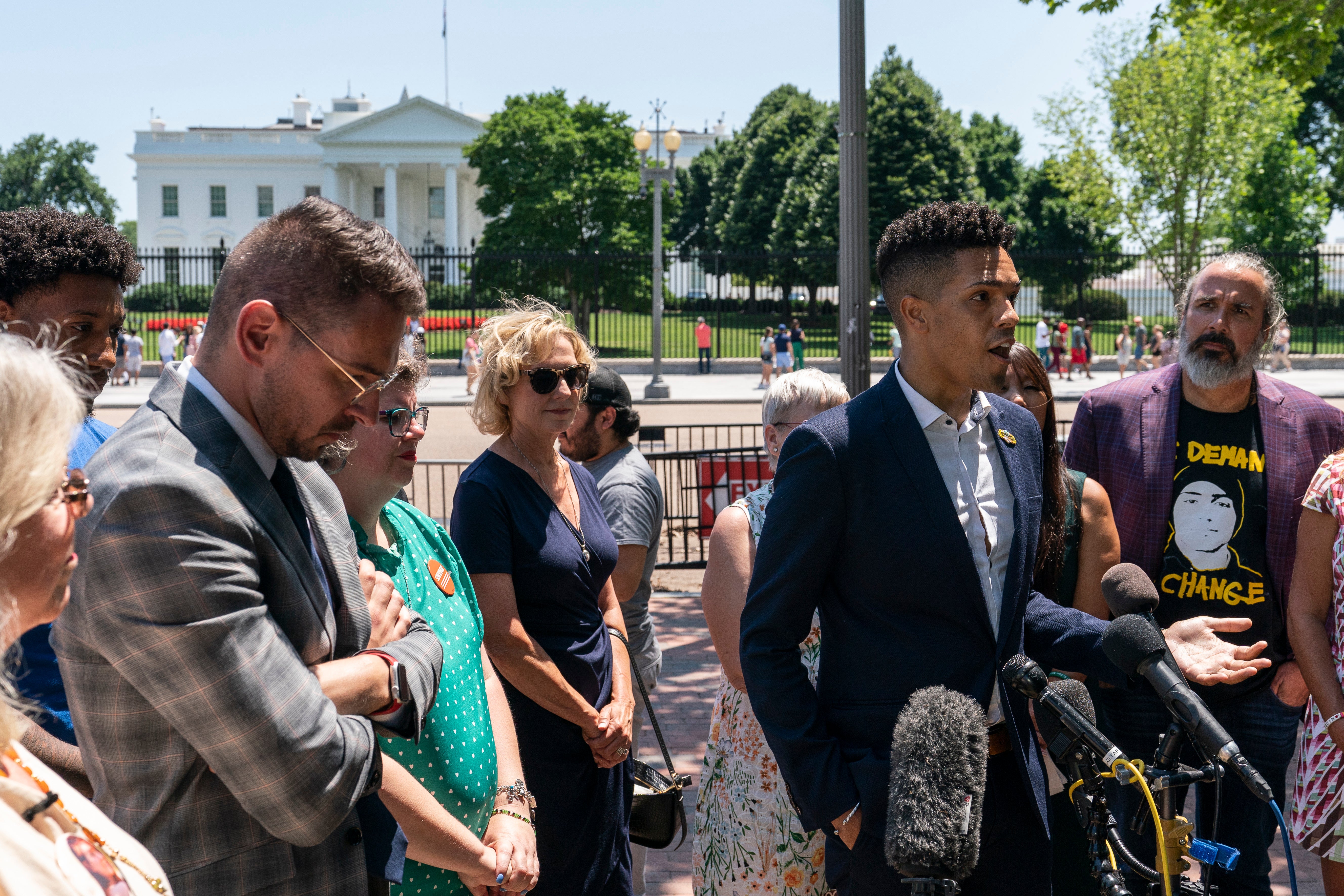 Brandon Wolf, a Pulse nightclub survivor, speaks outside the White House in July 2022
