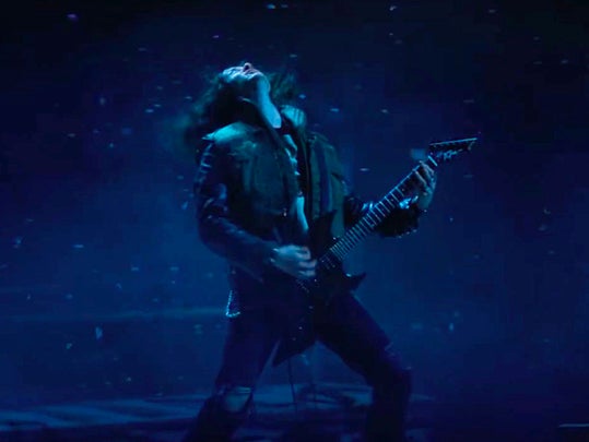 Joseph Quinn performing the Metallica guitar solo as Eddie Munson in ‘Stranger Things’