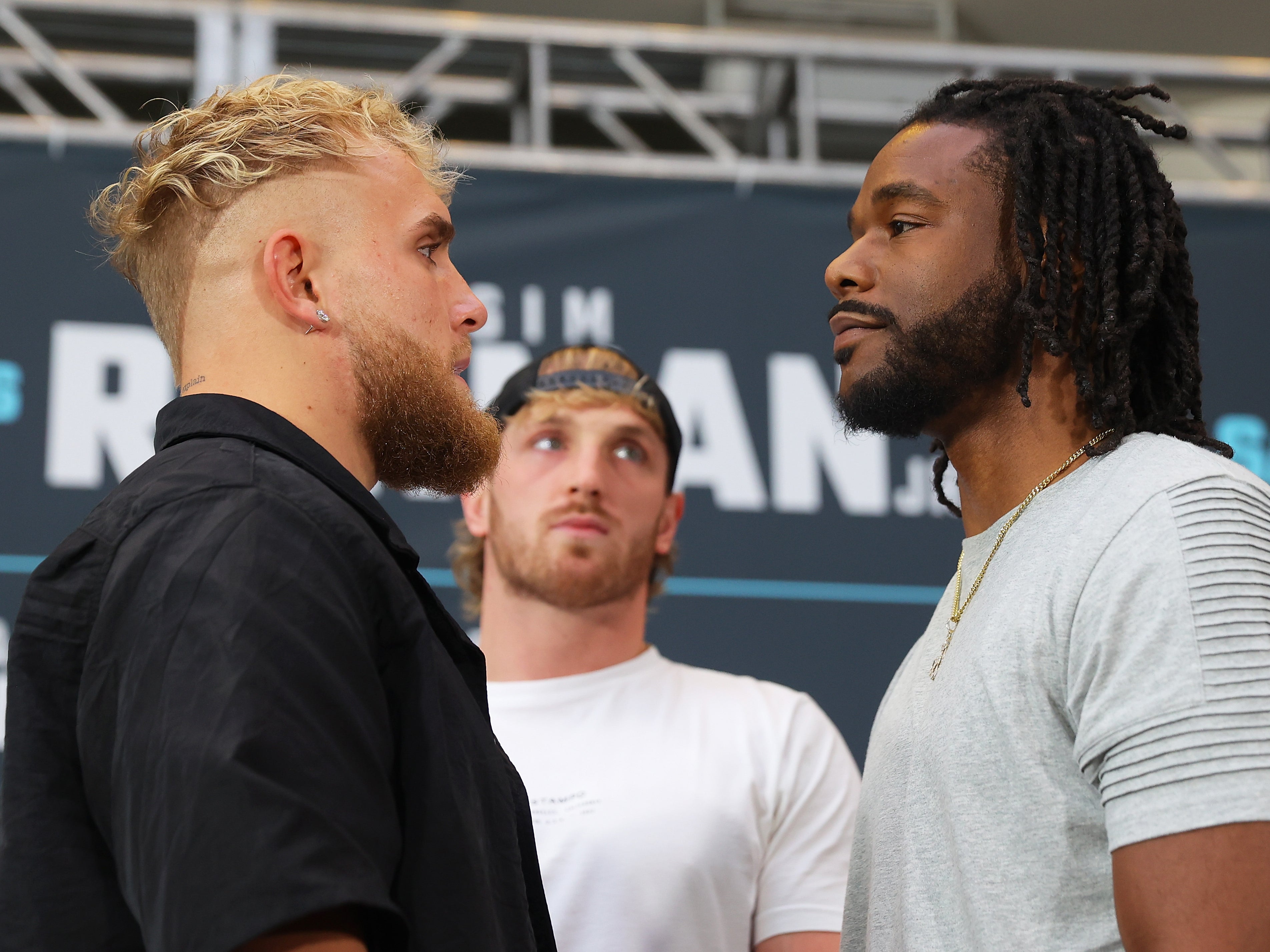 Jake Paul (left) was set to face Hasim Rahman Jr, a replacement for Tommy Fury