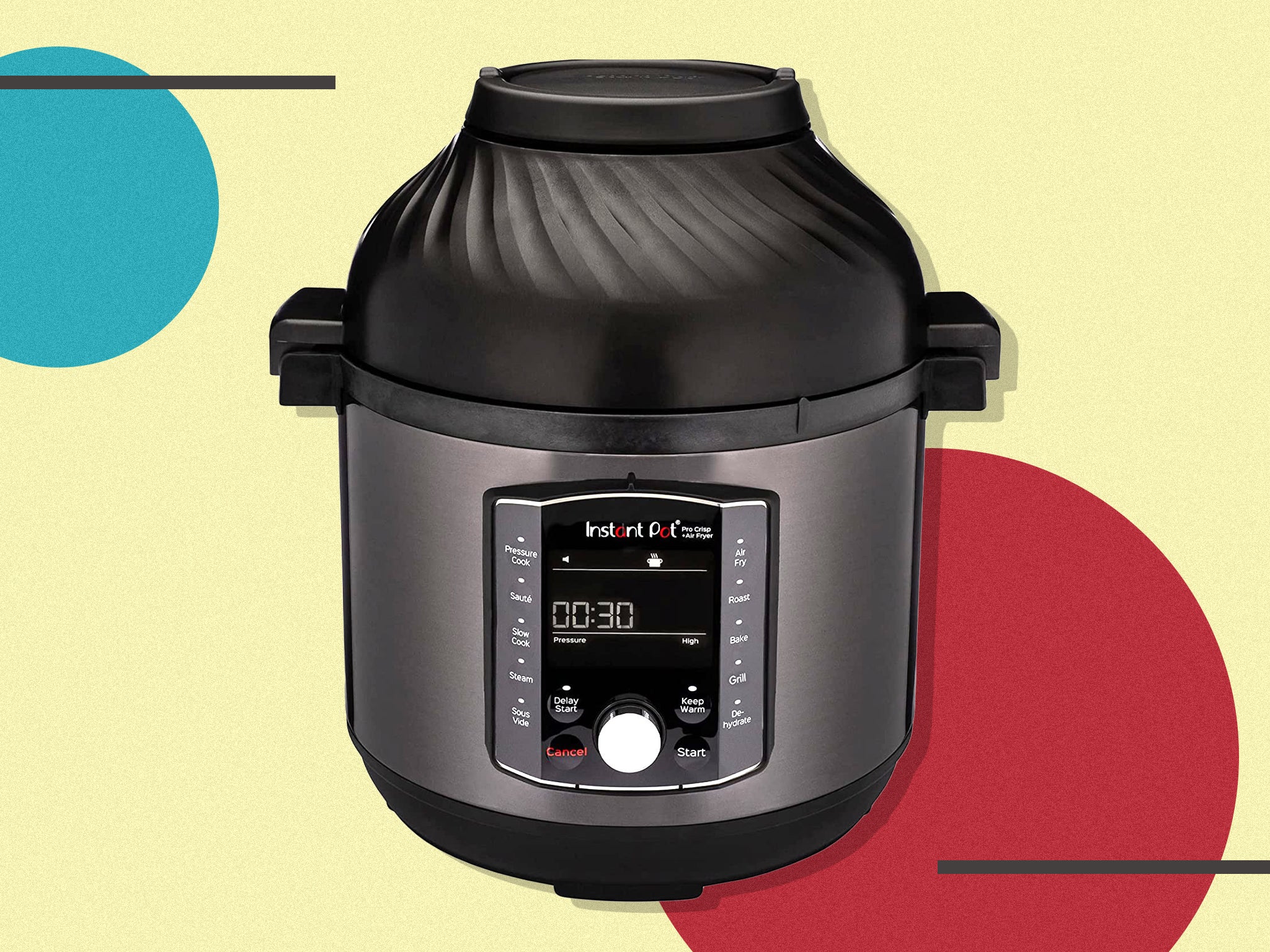 Combining 11 kitchen appliances in one, it can act as an air fryer, slow cooker, steamer, dehydrator and so much more