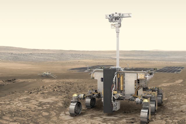 <p>An artist’s conception of the European Space Agency’s Rosalind Franklin rover on Mars</p>