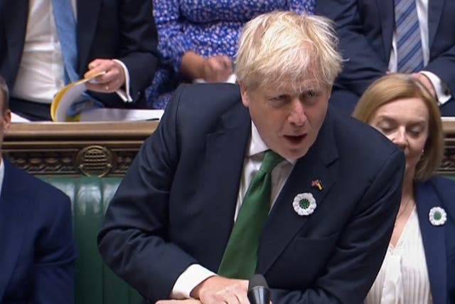 Boris Johnson speaks during Prime Minister’s Questions (House of Commons/PA)