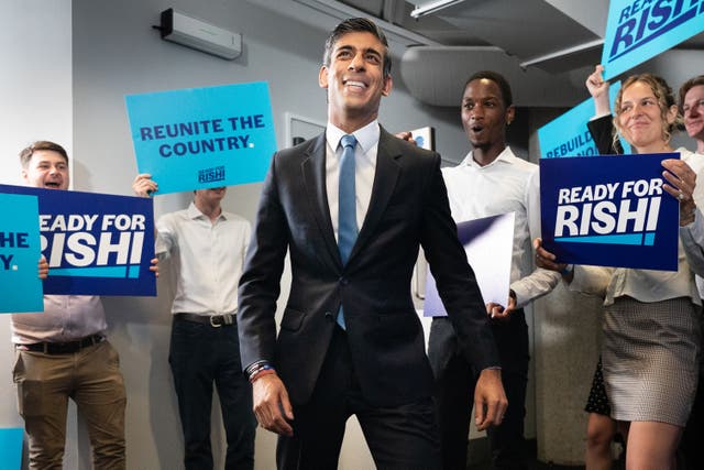 <p>Rishi Sunak at the launch of his campaign to be Conservative Party leader and Prime Minister.</p>