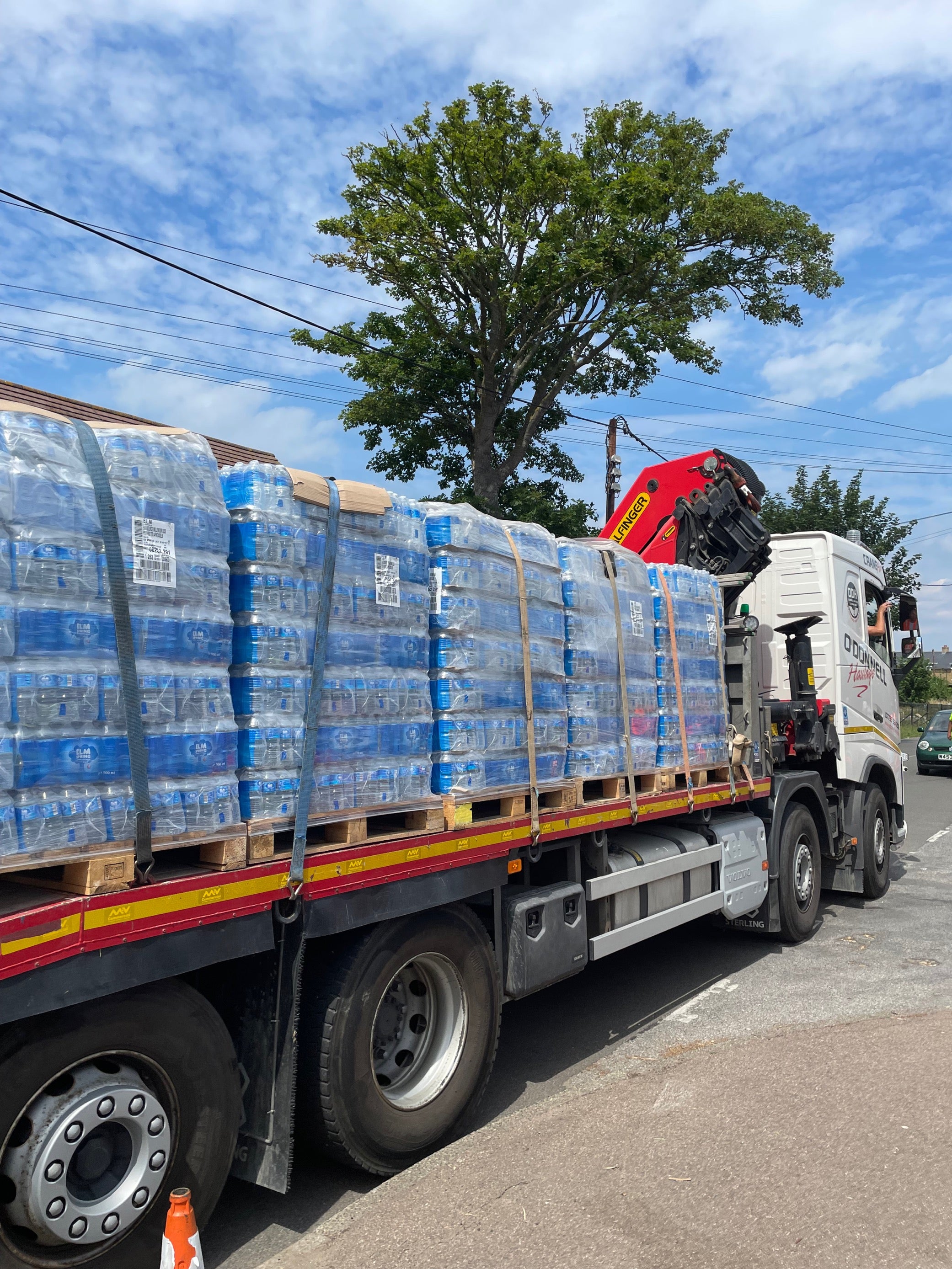 Bottled water ready to be handed out to residents