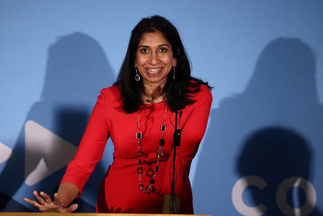 <p>British attorney general and Conservative leadership candidate Suella Braverman attends the Conservative Way Forward launch event in London</p>