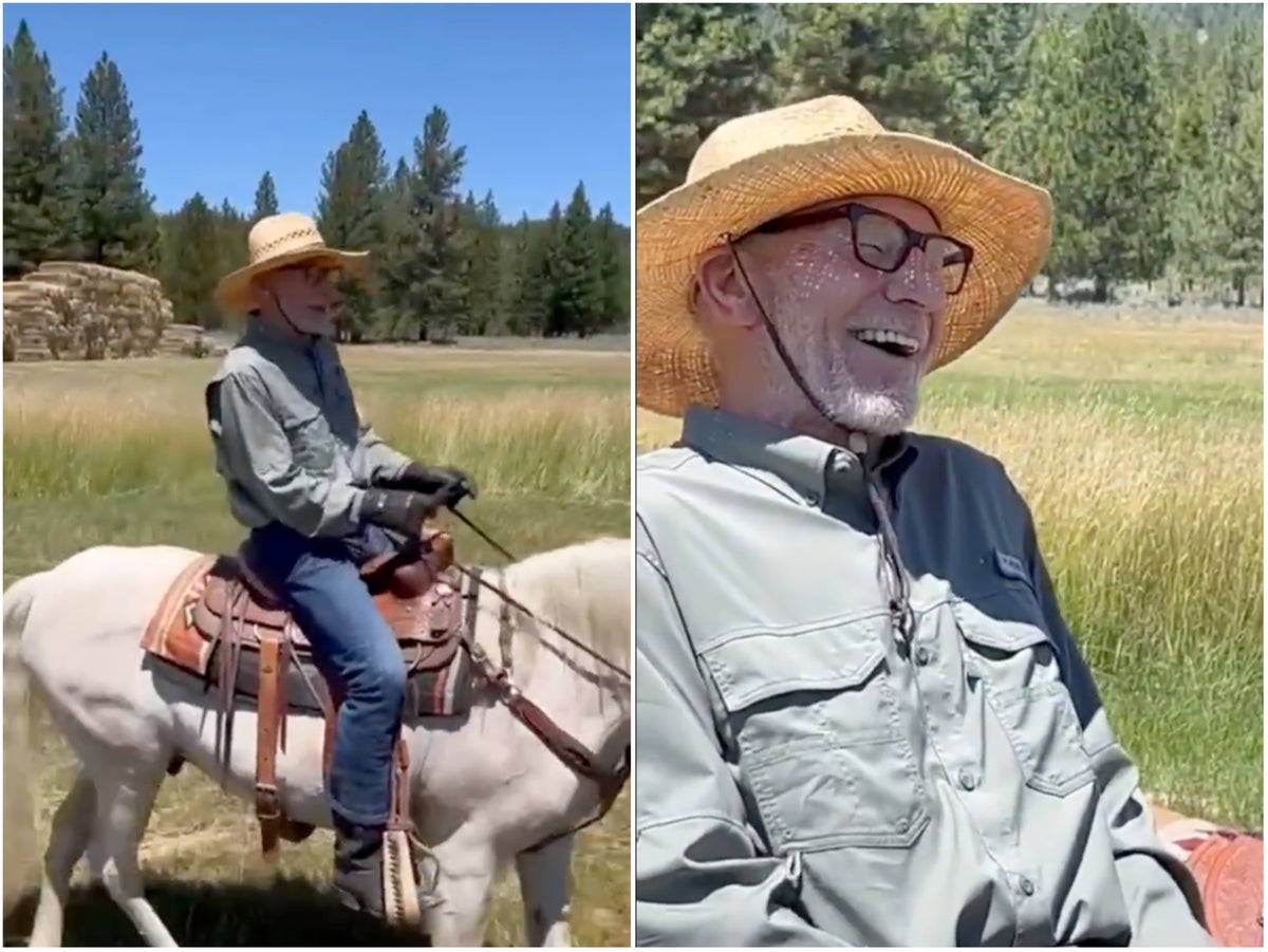 Horsexxxvideos - Patrick Stewart birthday: Actor sings while riding a horse as he turns 82 in  wholesome video | The Independent