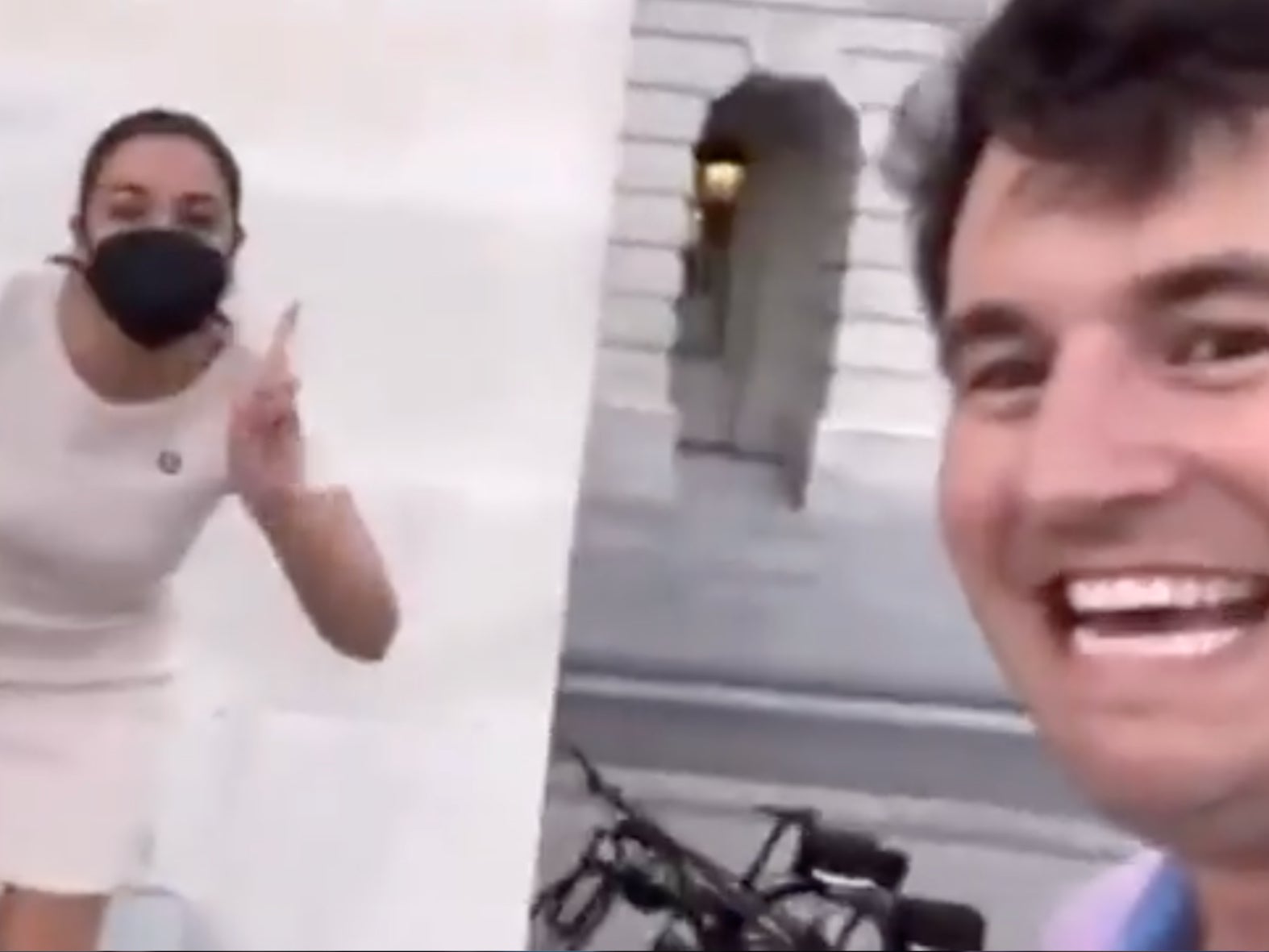 A video shared by Alex Stein on social media of his encounter with AOC