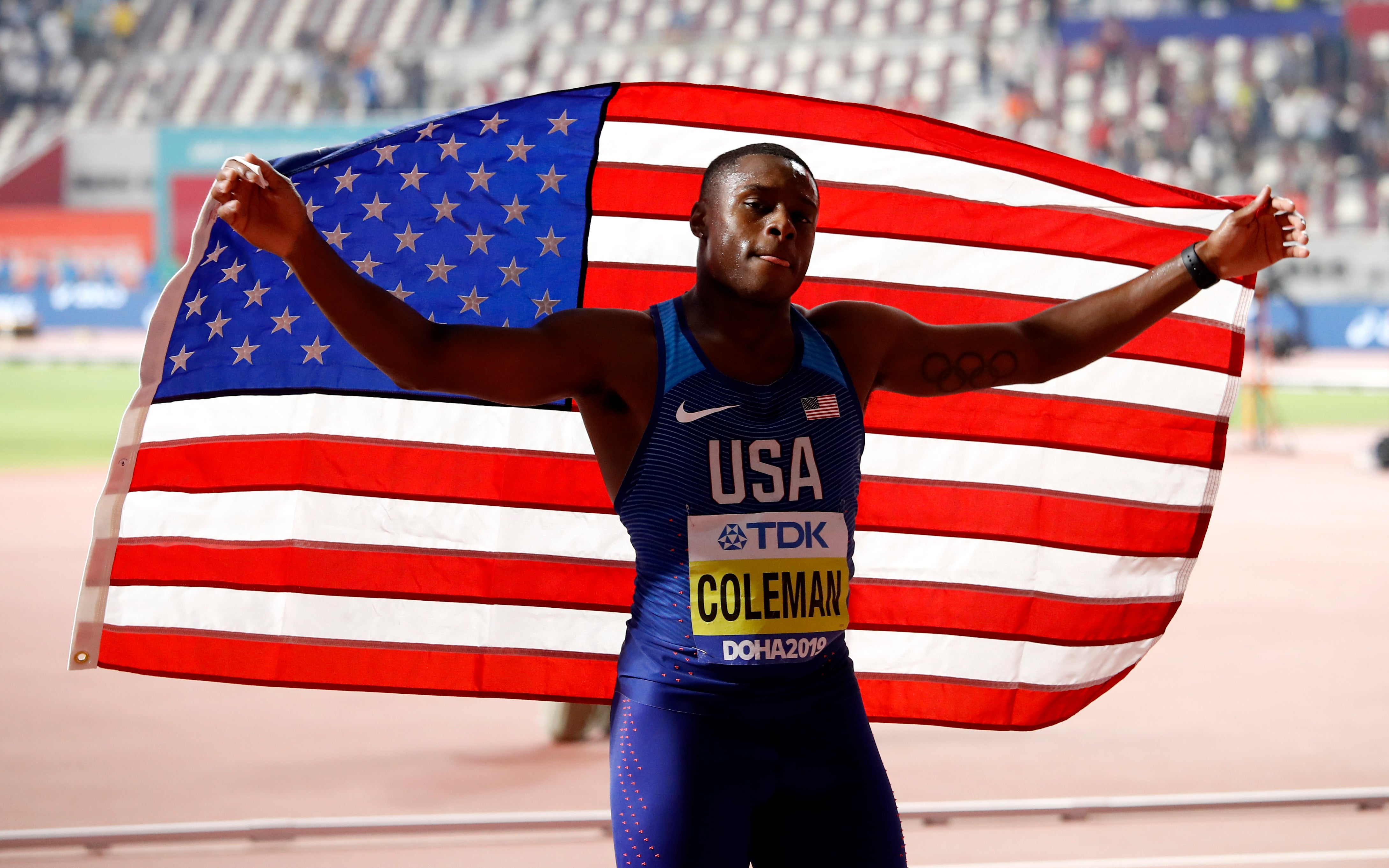 Christian Coleman is back to defend his 100m world title (Martin Rickett/PA)