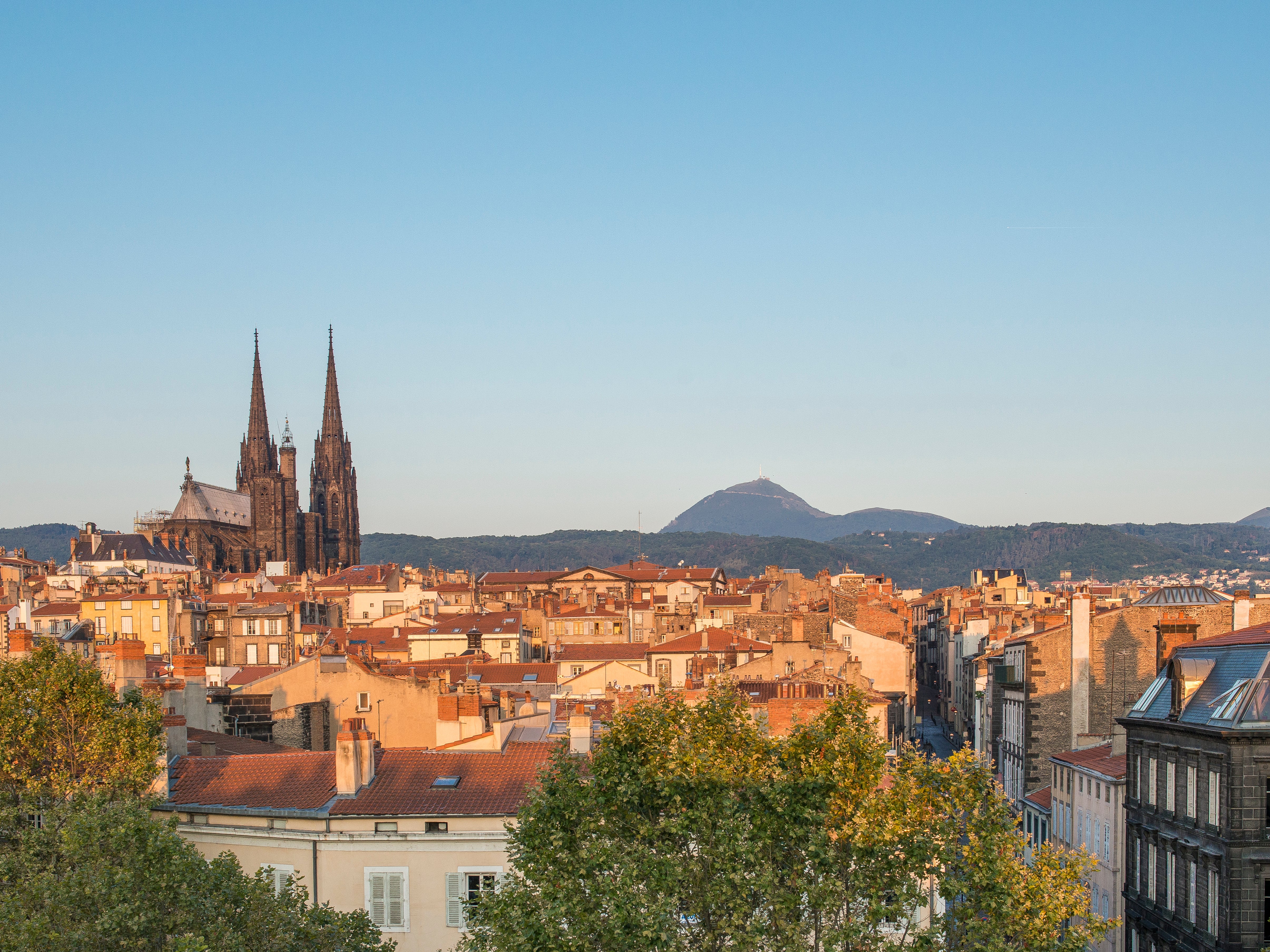 Clermont-Ferrand with the Puy de Dome volcano in the background