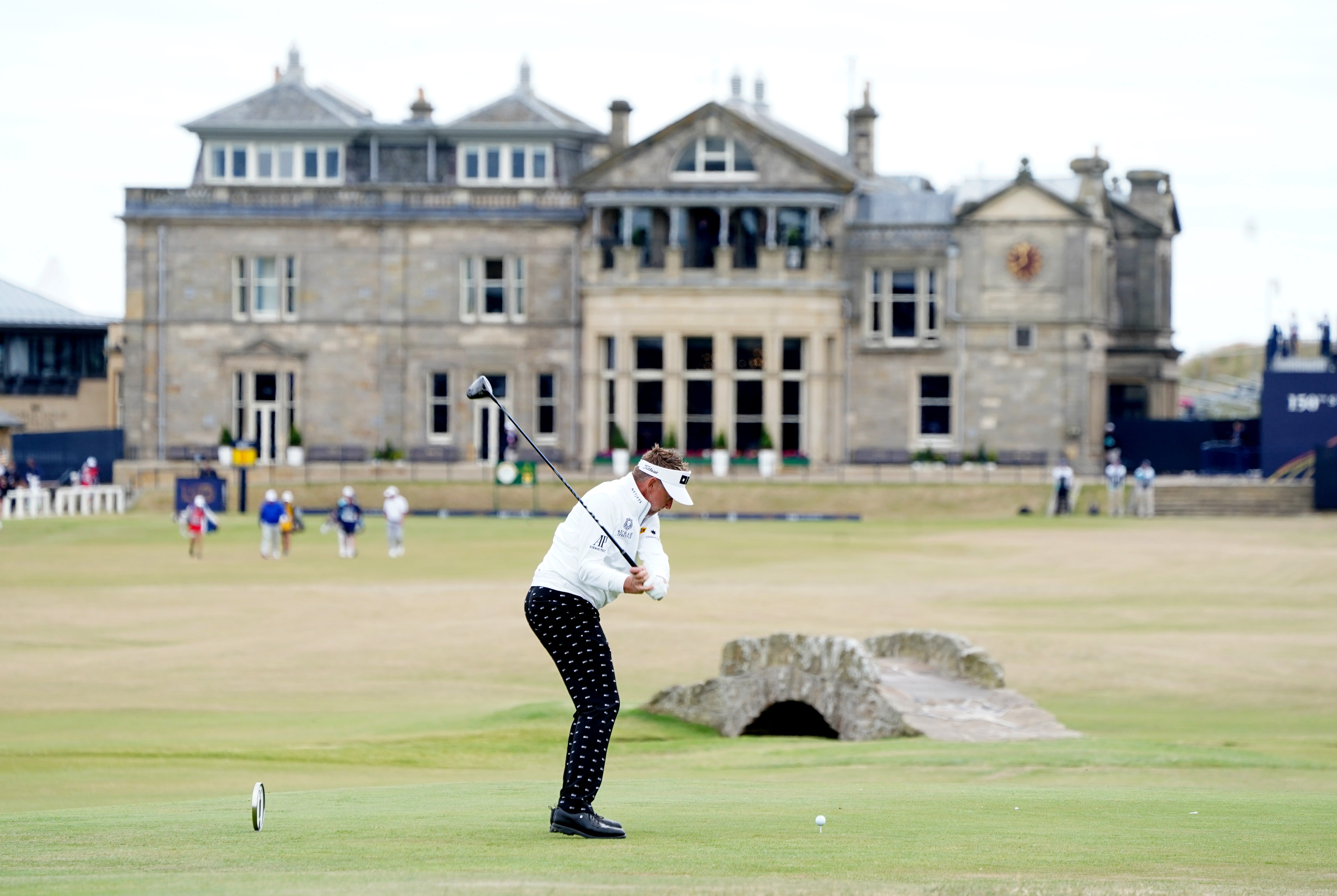 Ian Poulter tees off the 18th during day one of The 150th Open (Jane Barlow/PA)