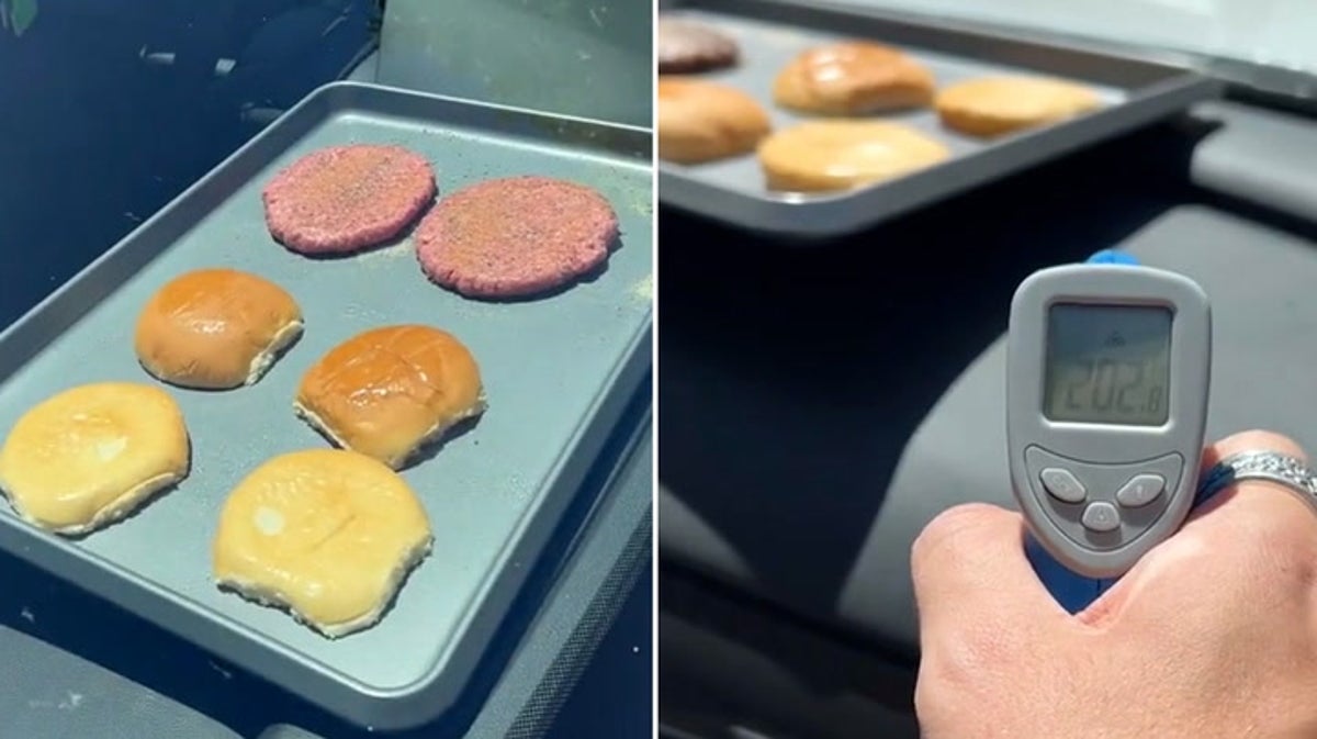 Man cooks burgers on dashboard of his car during US heatwave