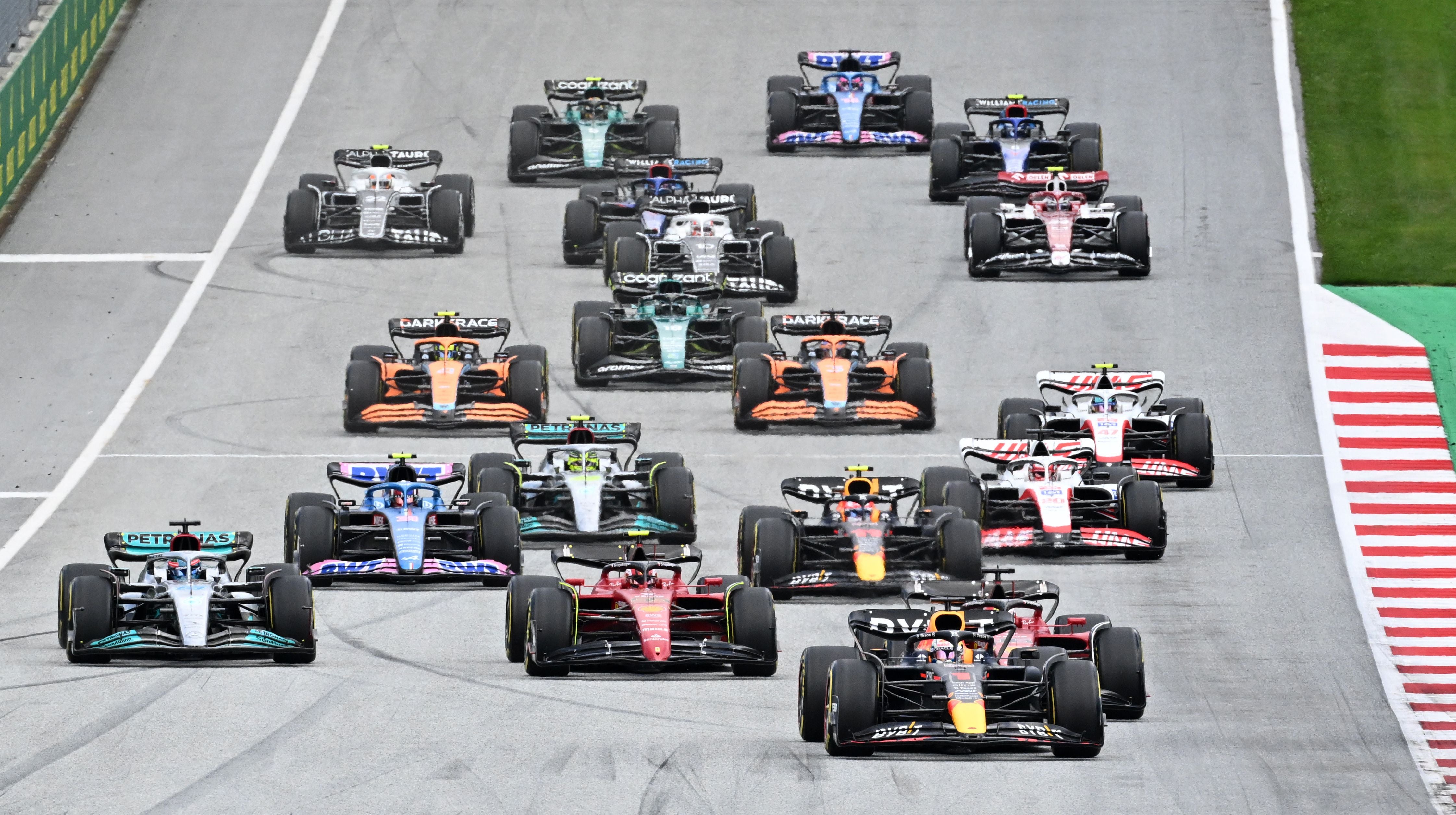 Max Verstappen takes the lead at the start of the Austrian Grand Prix earlier this month