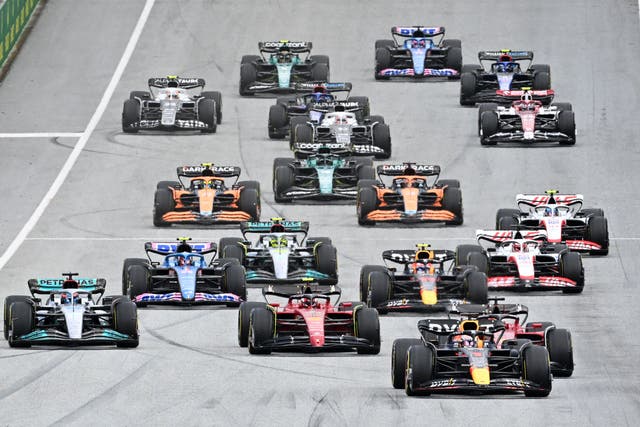 <p>Max Verstappen takes the lead at the start of the Austrian Grand Prix earlier this month </p>