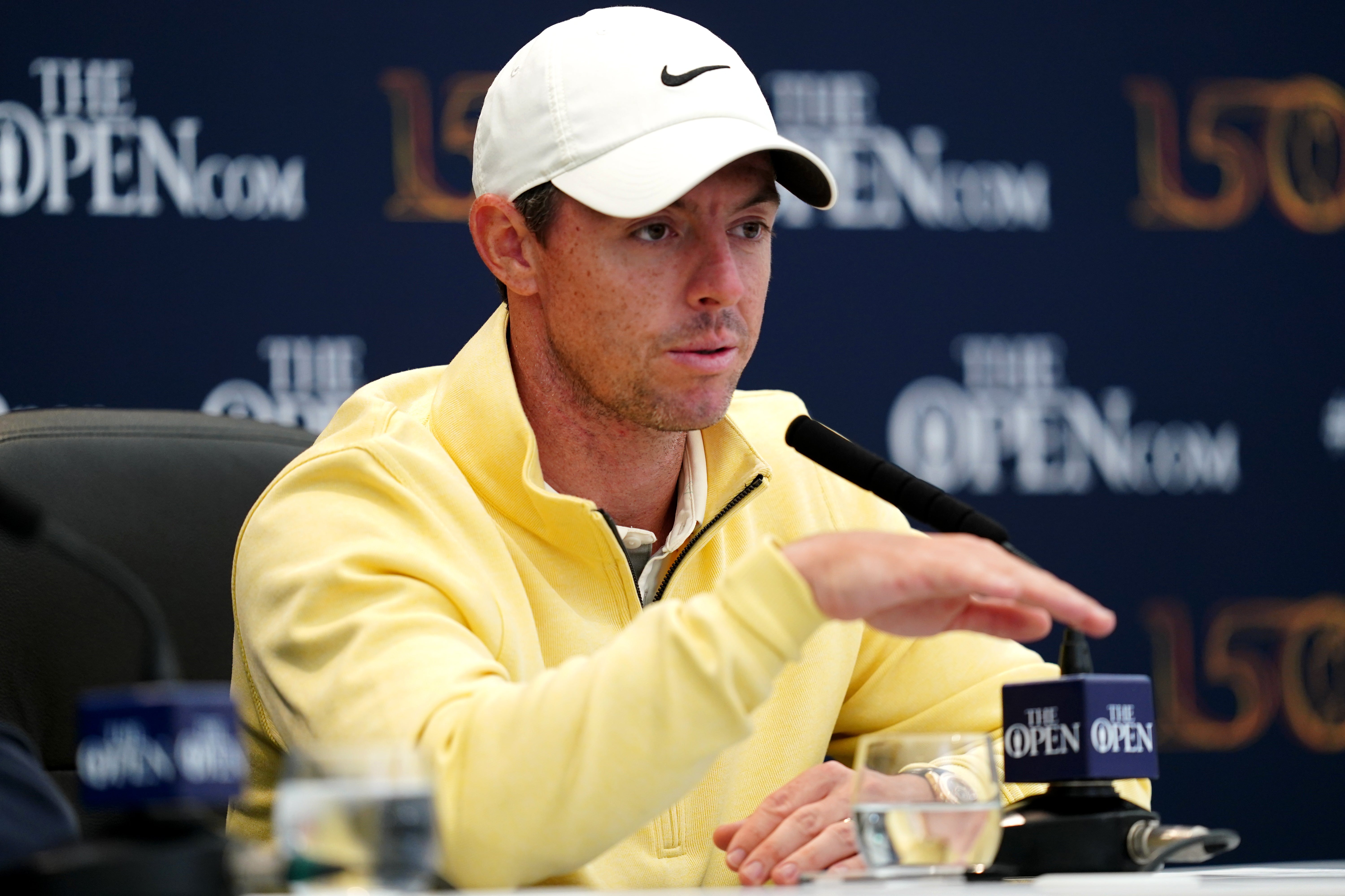 Rory McIlroy in a press conference after his opening 66 in the 150th Open (David Davies/PA)