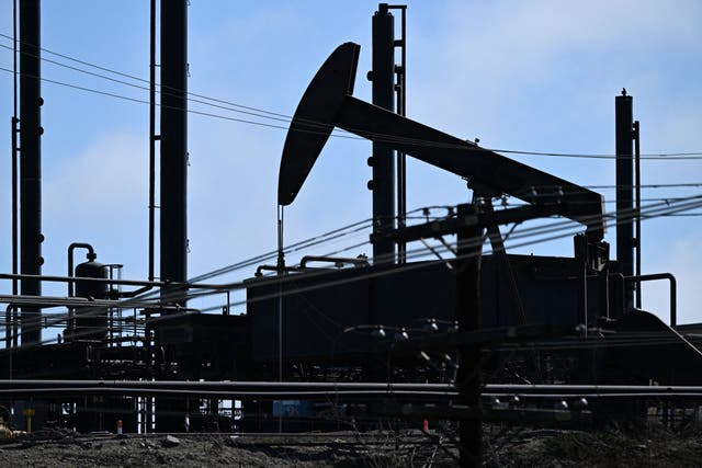 <p>An oil pump pumps oil in California this month</p>