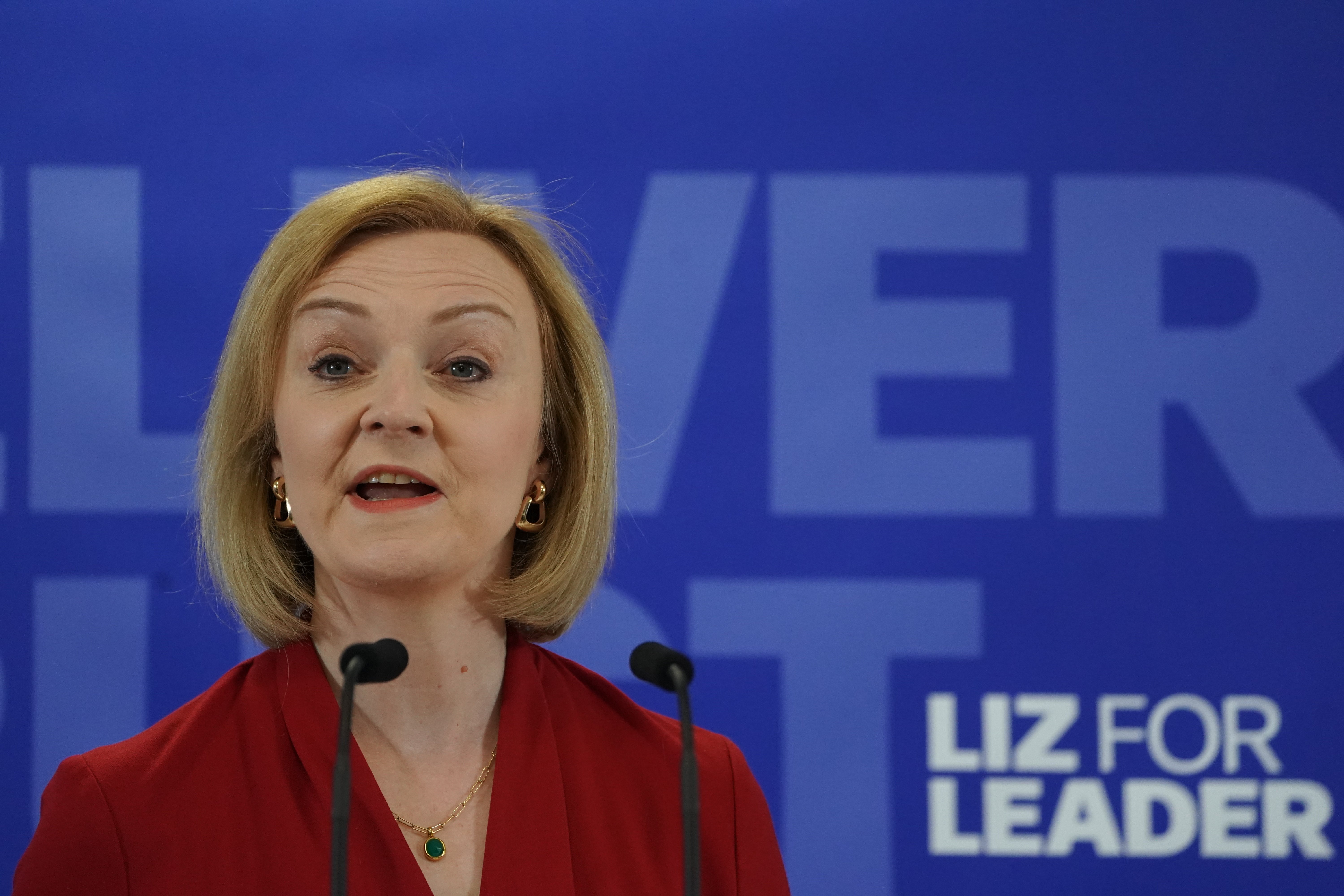 Liz Truss at the launch of her campaign to be Conservative Party leader and prime minister (Kirsty O’Connor/PA)