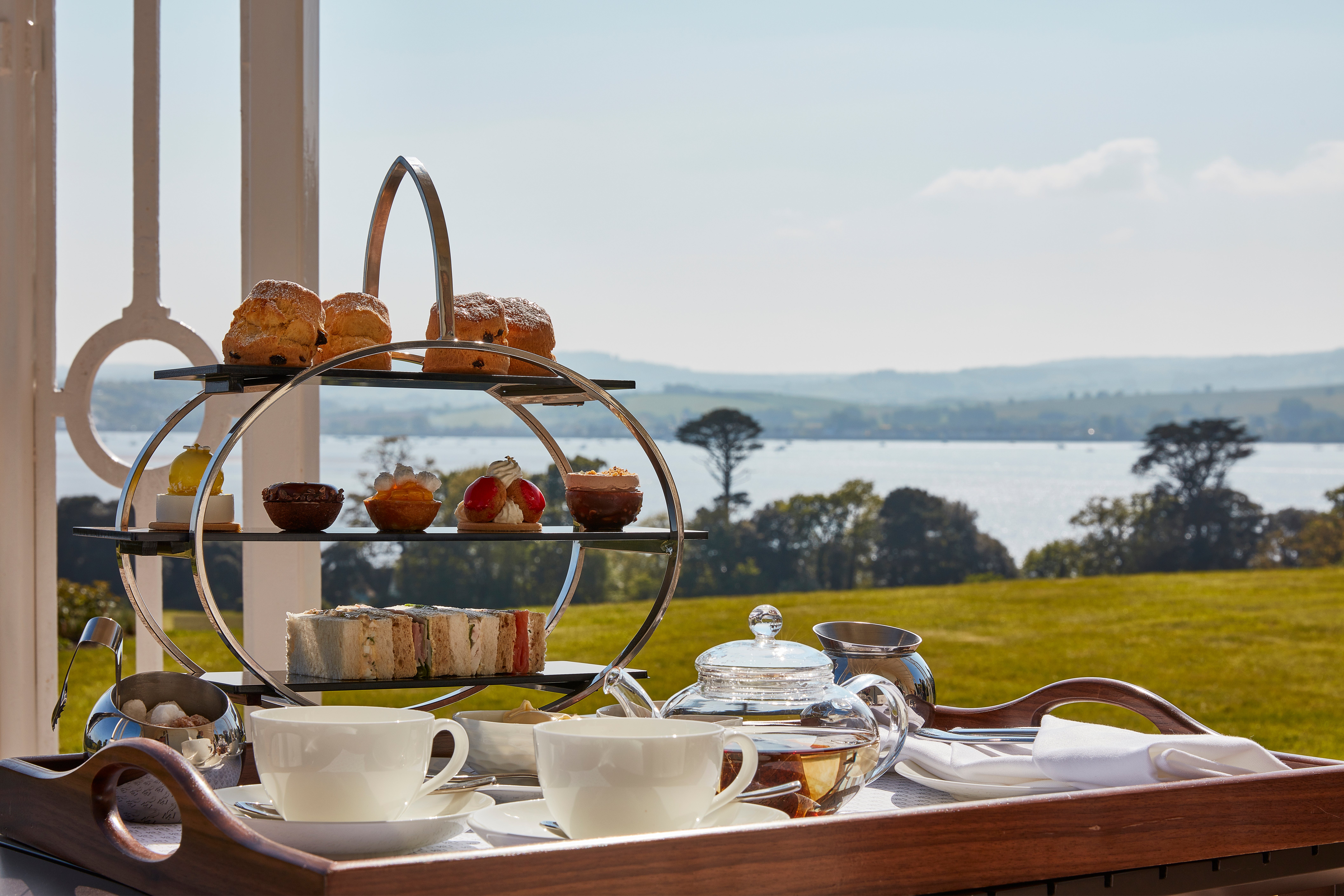 Relax with afternoon tea, served by the manor’s Michelin-star kitchen
