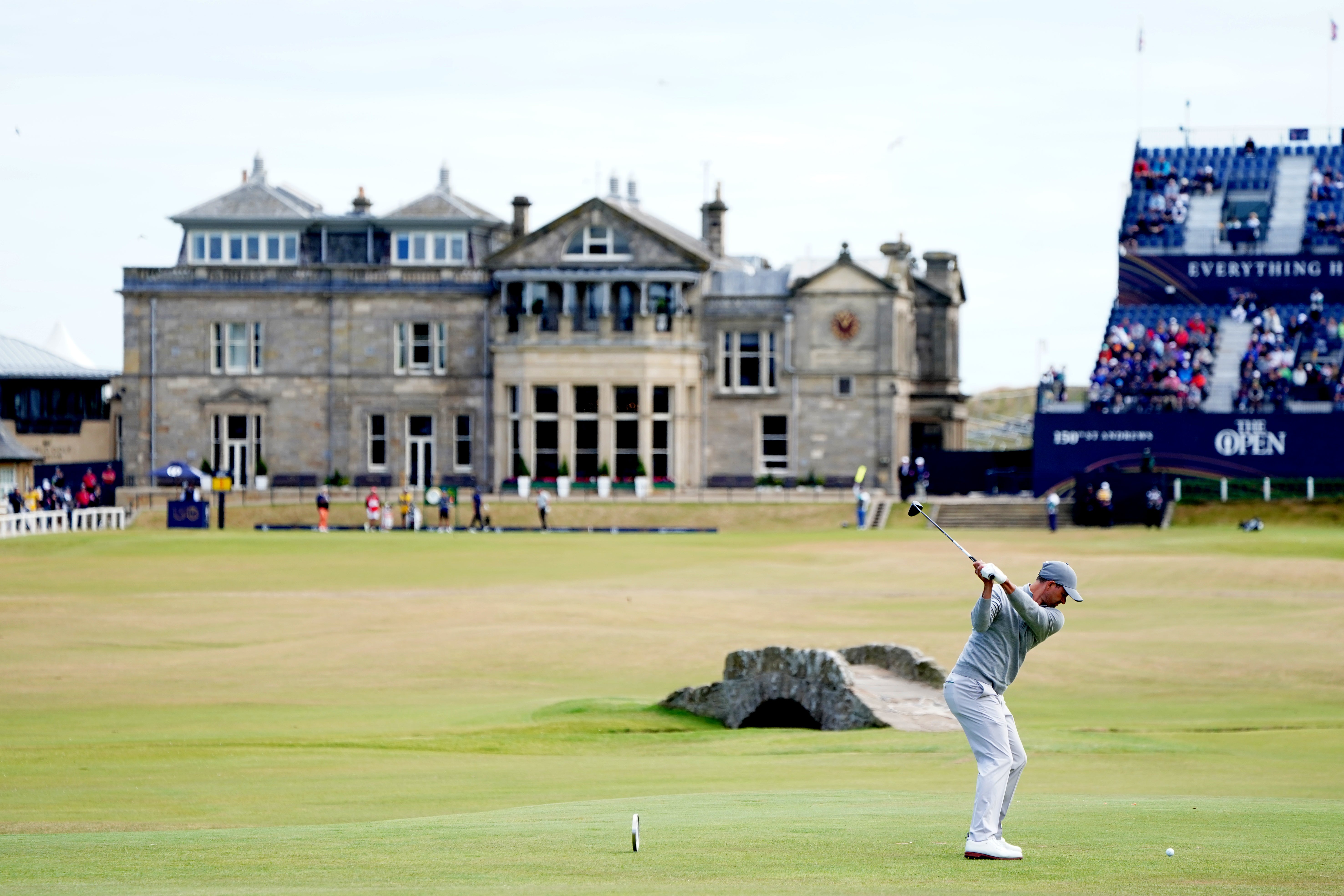 Australia’s Adam Scott tees off the 18th during day two of The Open at the Old Course, St Andrews (Jane Barlow/PA)