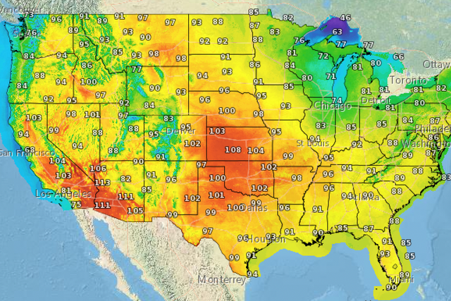 Las temperaturas máximas se esperan para el viernes. Partes de los EE. UU. se dirigen a otro período de altas temperaturas