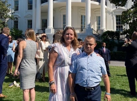 Debbi Hixon and her son Corey attending an event at the White House in July 2022