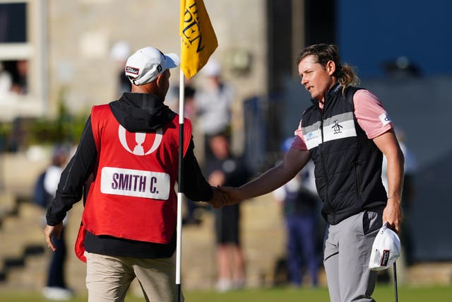 Australia’s Cameron Smith holds the second-round lead – and a new St Andrews Open record (David Davies/PA)