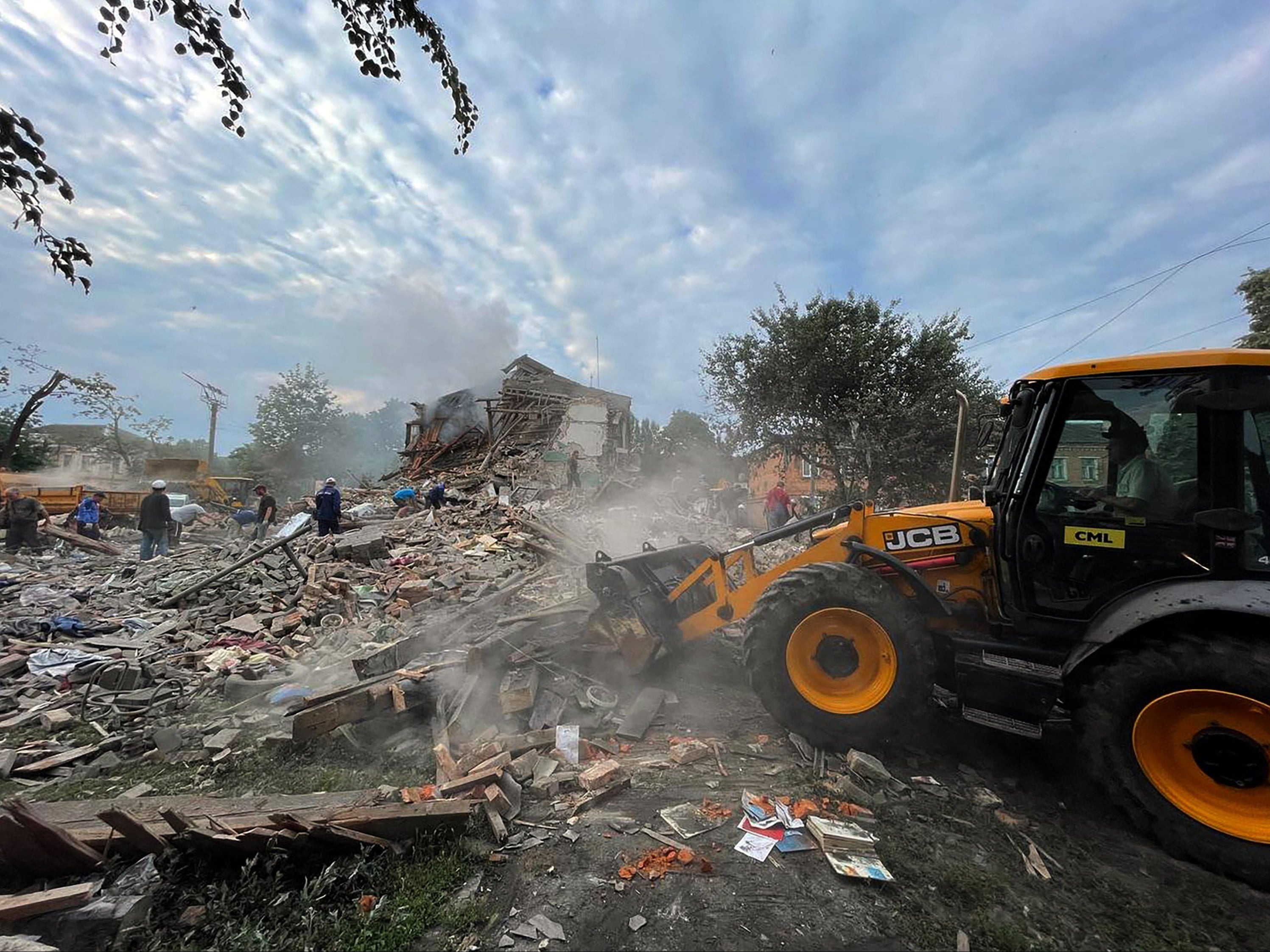 Two bodies were pulled from the rubble after the strike on Nikopol