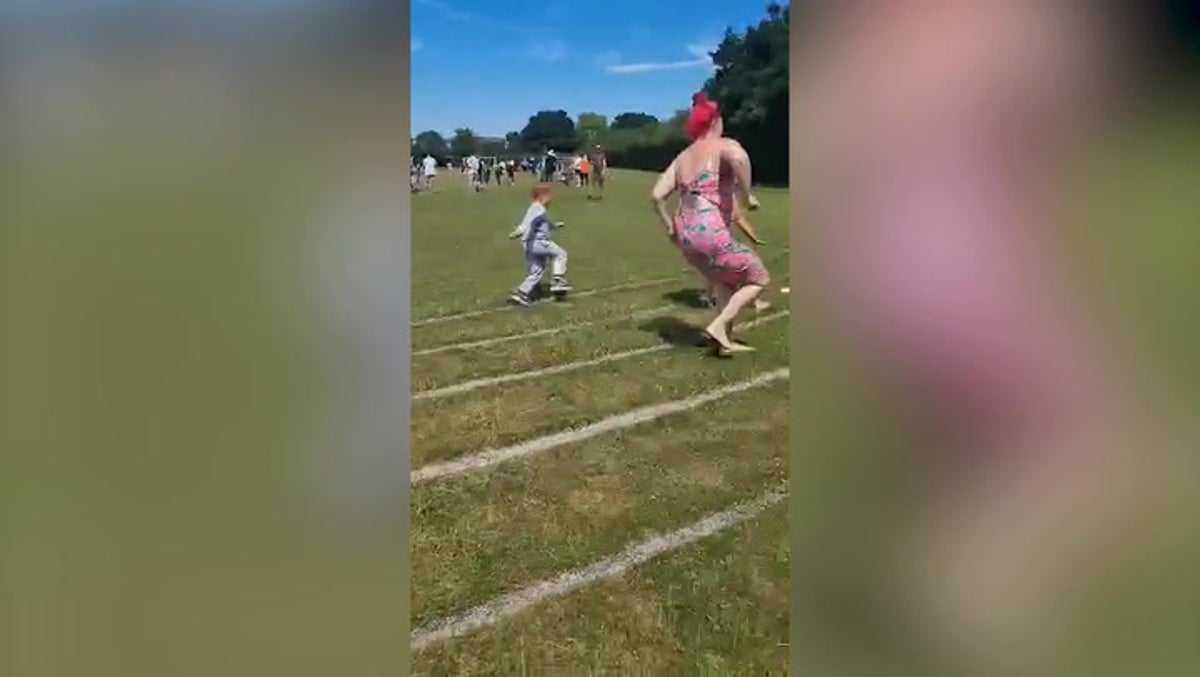 Woman sends another mother flying to win parents’ race at school sports day