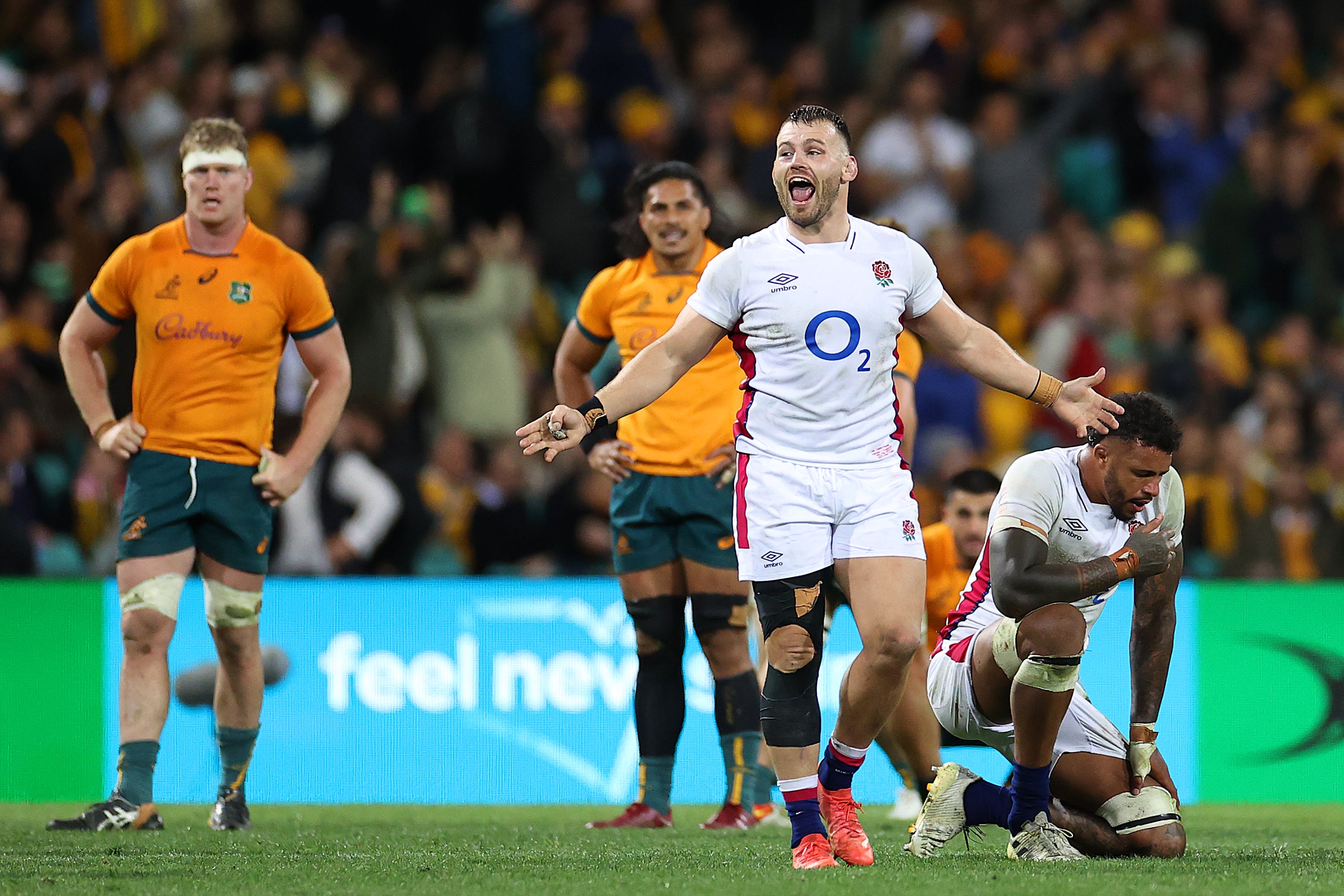 Luke Cowan-Dickie savours the final whistle as England sealed victory in Sydney