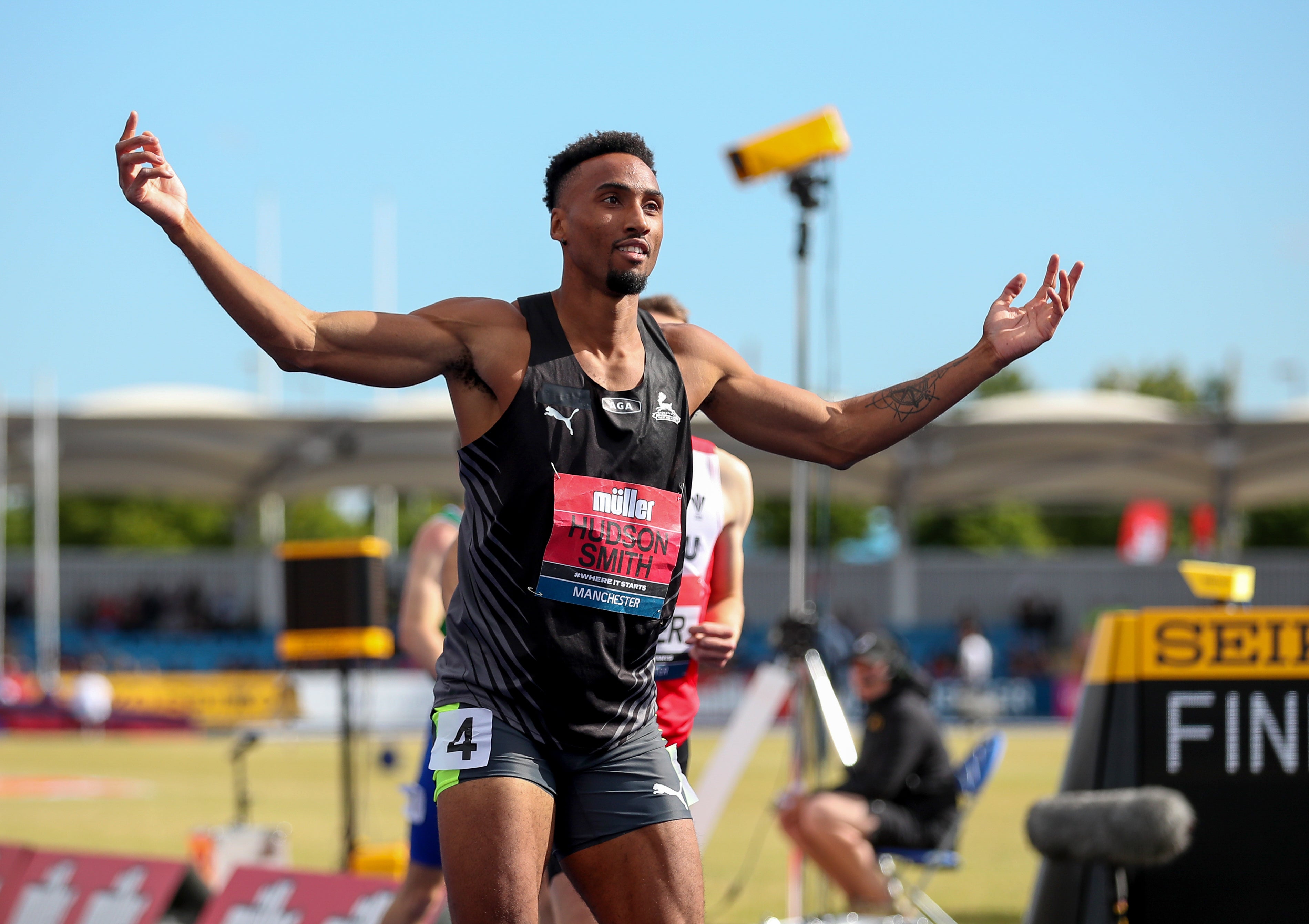 Matthew Hudson-Smith runs at the stadium where he set his British record. (Martin Rickett/PA)