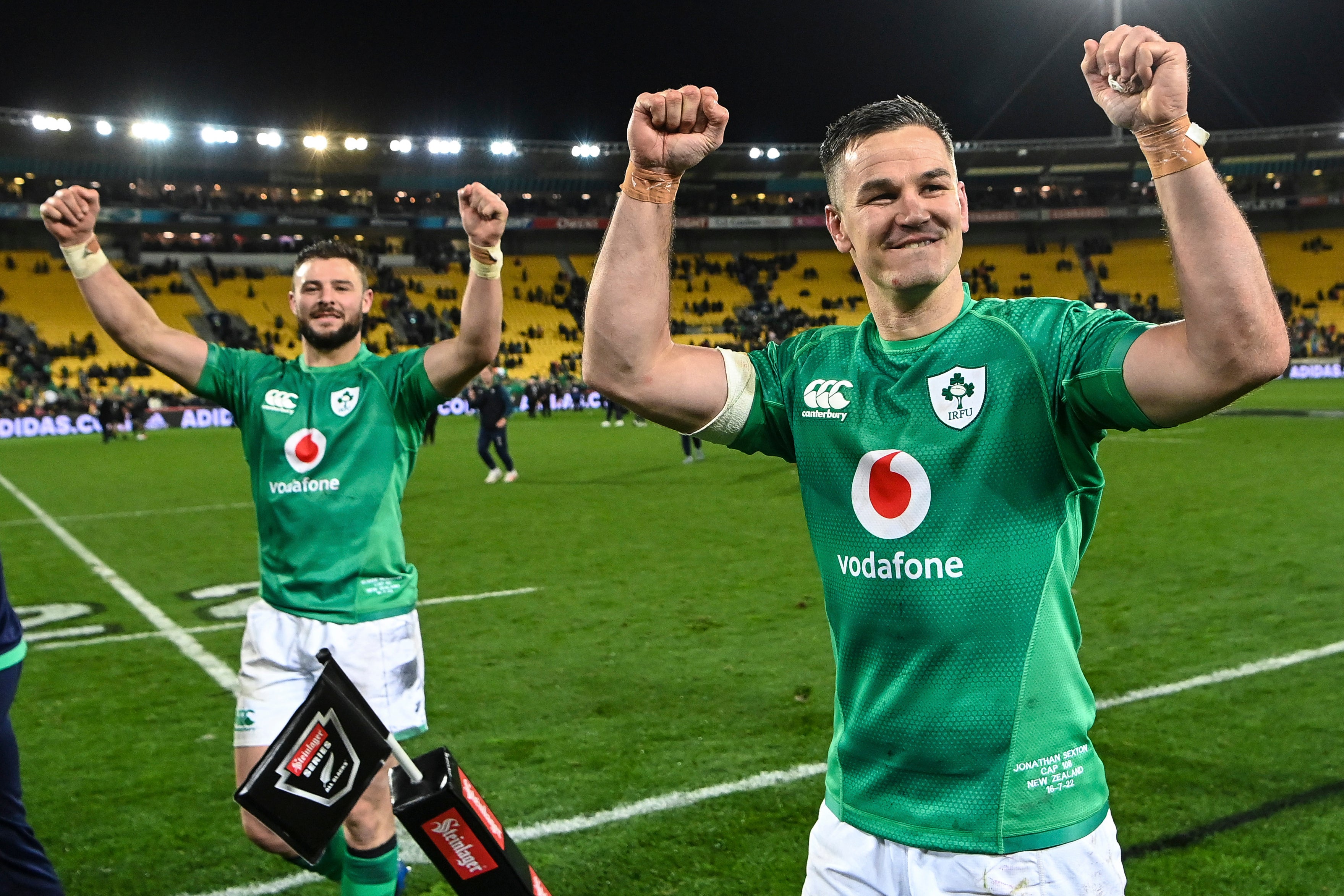 Johnny Sexton surpassed 1,000 Test points for Ireland on a historic evening in Wellington (Andrew Cornaga/AP/PA)