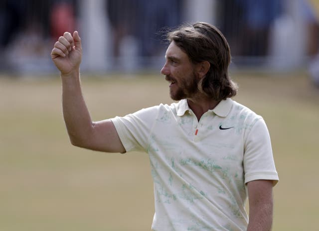England’s Tommy Fleetwood acknowledges the crowd on the 18th hole (Richard Sellers/PA)