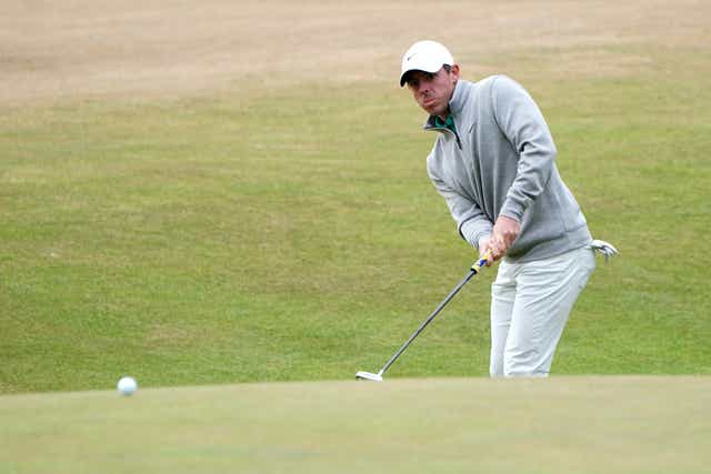 Northern Ireland’s Rory McIlroy is in contention to win his fifth major (Jane Barlow/PA)