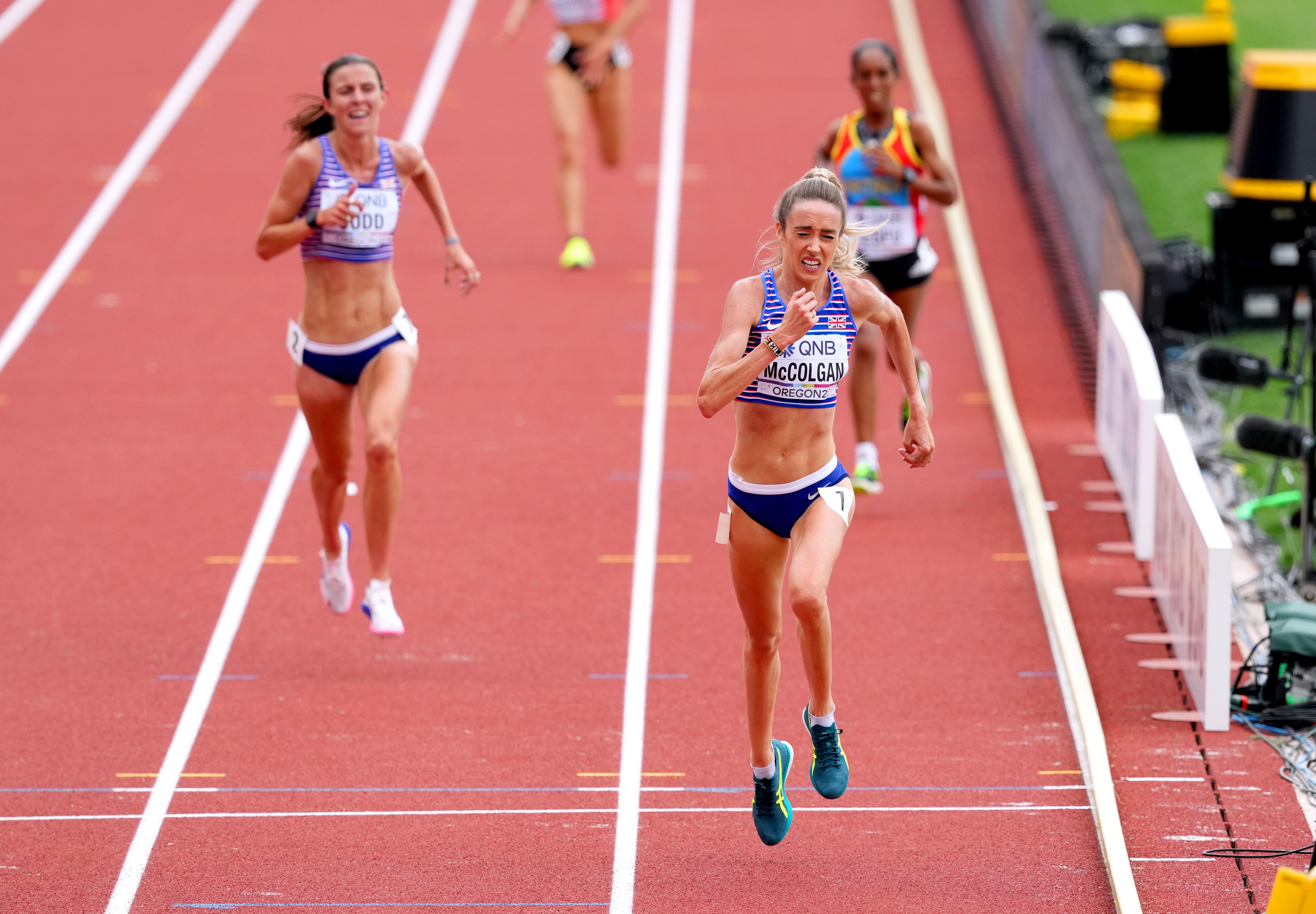 Great Britain’s Eilish McColgan (right) finished 10th in the 10,000m final (Martin Rickett/PA)