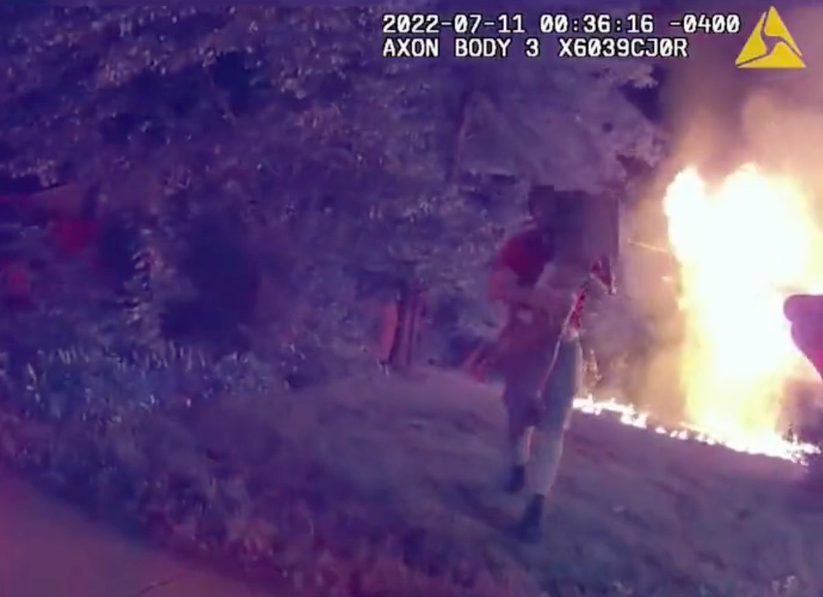 Pizza delivery driver, 25, runs into burning building to save two children, three teens