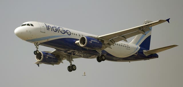 <p>File: An IndiGo Airways aircraft prepares to land</p>
