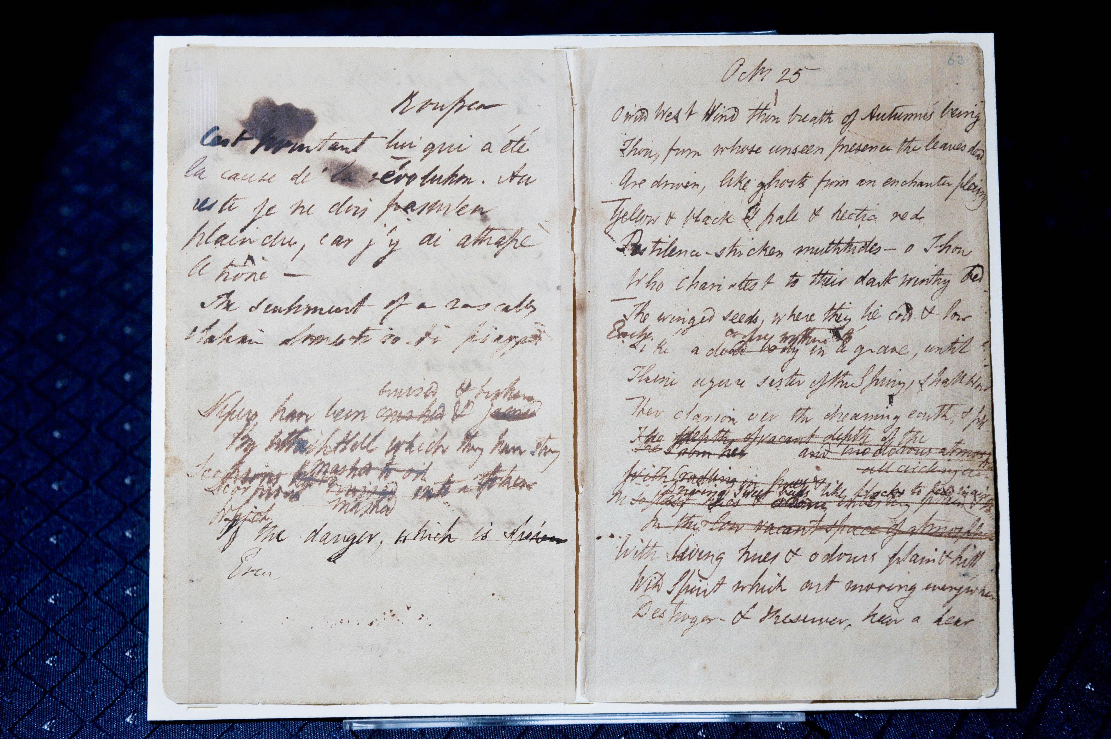 Original pages of Shelley's poem 'Ode to the West Wind’