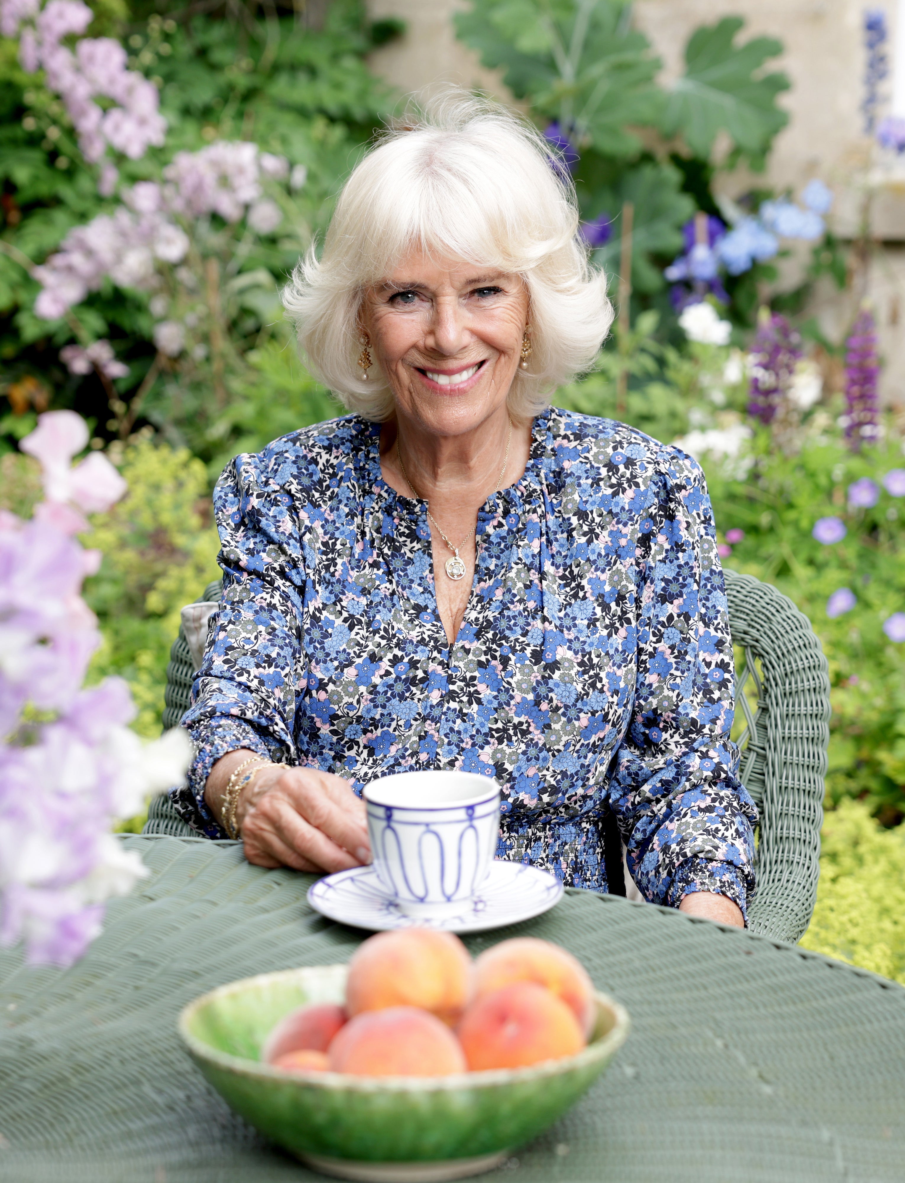 The Duchess of Cornwall poses at her home in Wiltshire for an official portrait to mark her 75th birthday (Chris Jackson/Clarence House/PA)