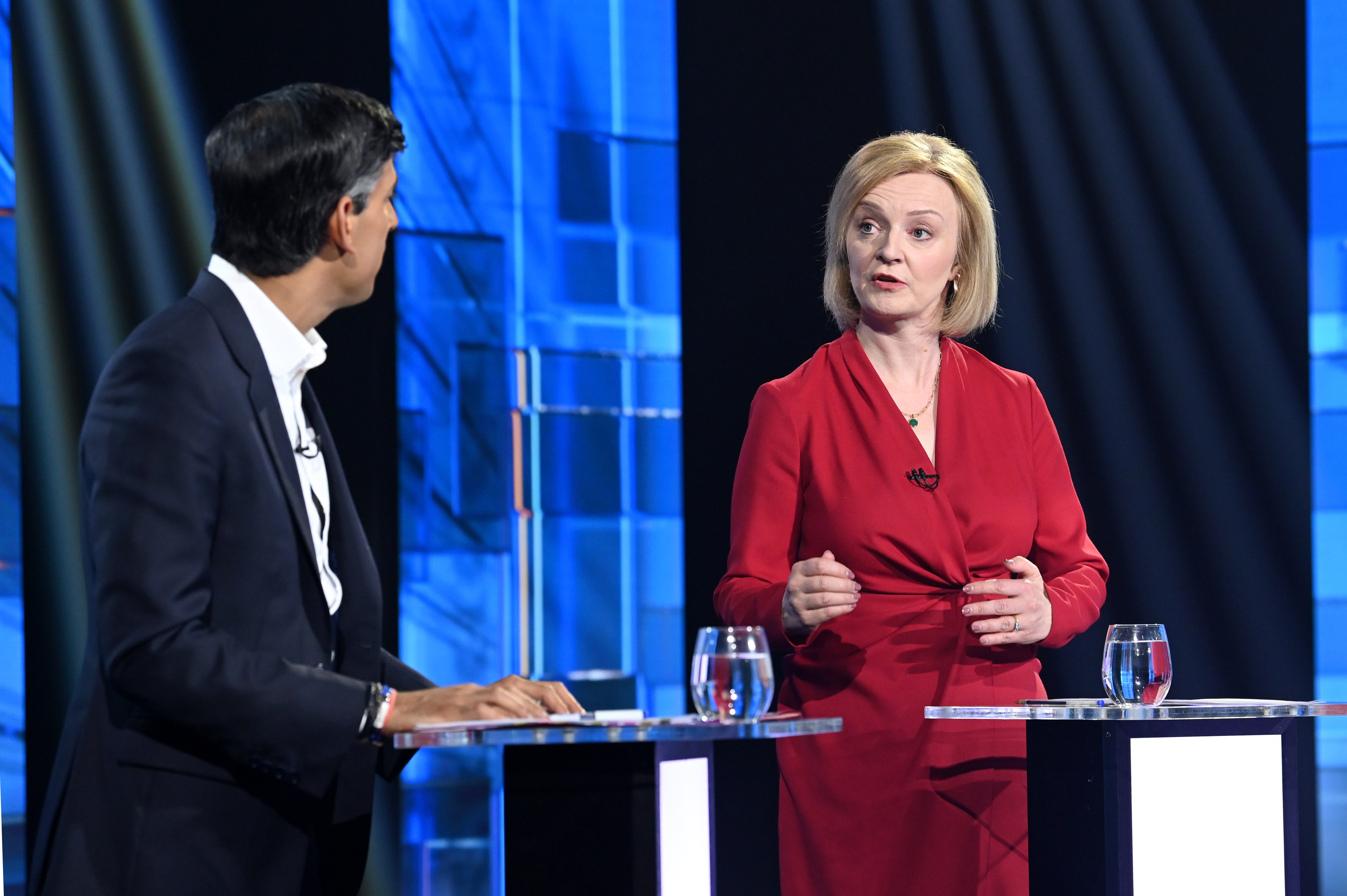 Mr Sunak and Ms Truss clashed during the debate (Jonathan Hordle/ITV/PA)