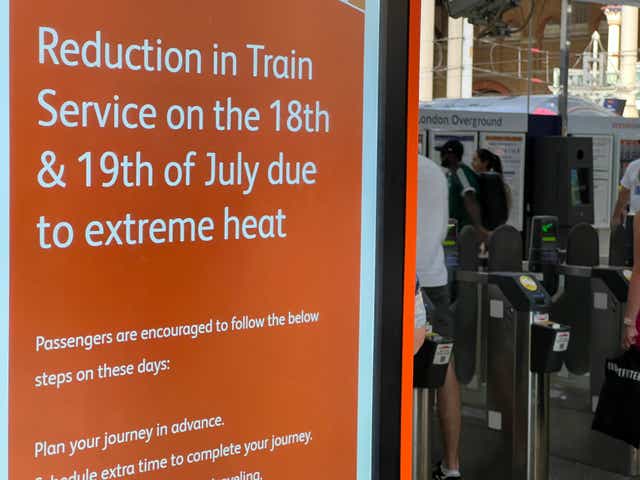 <p>Hot news: Poster at London LiverpoolStreet station warning of disruption</p>