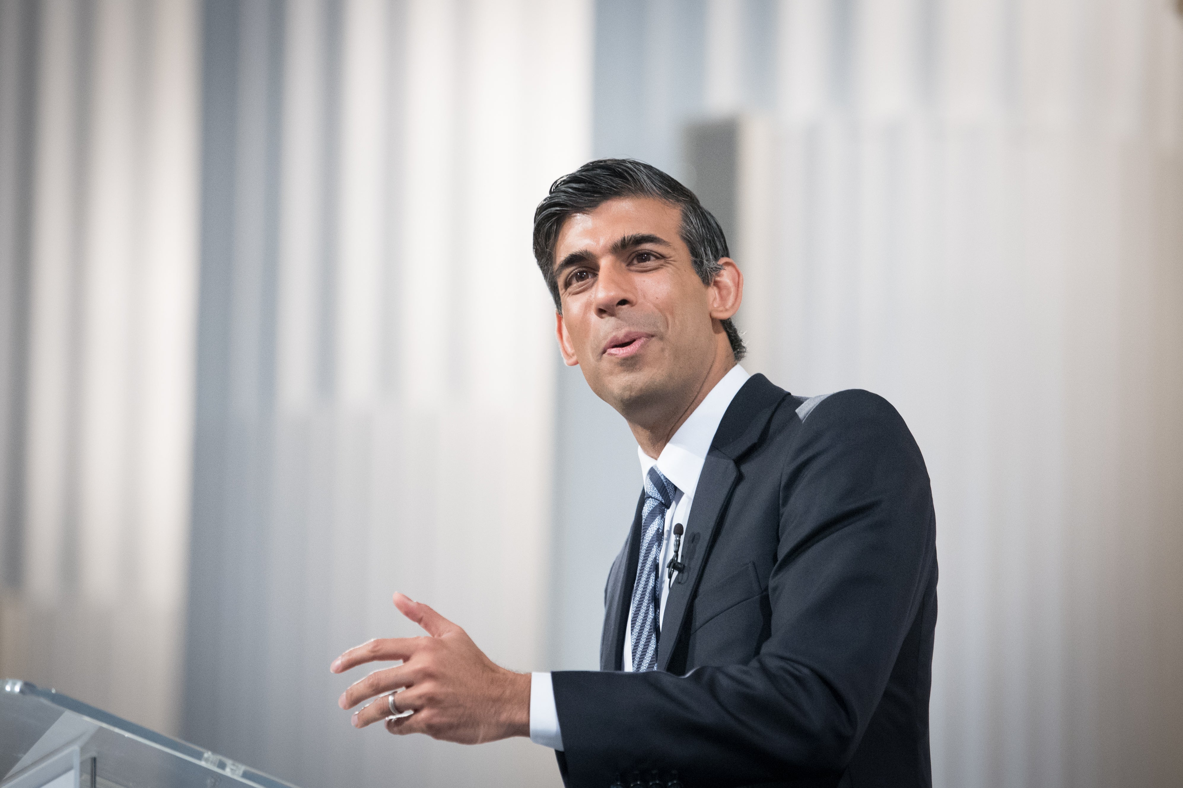 Rishi Sunak delivers the Mansion House speech (Stefan Rousseau/PA)